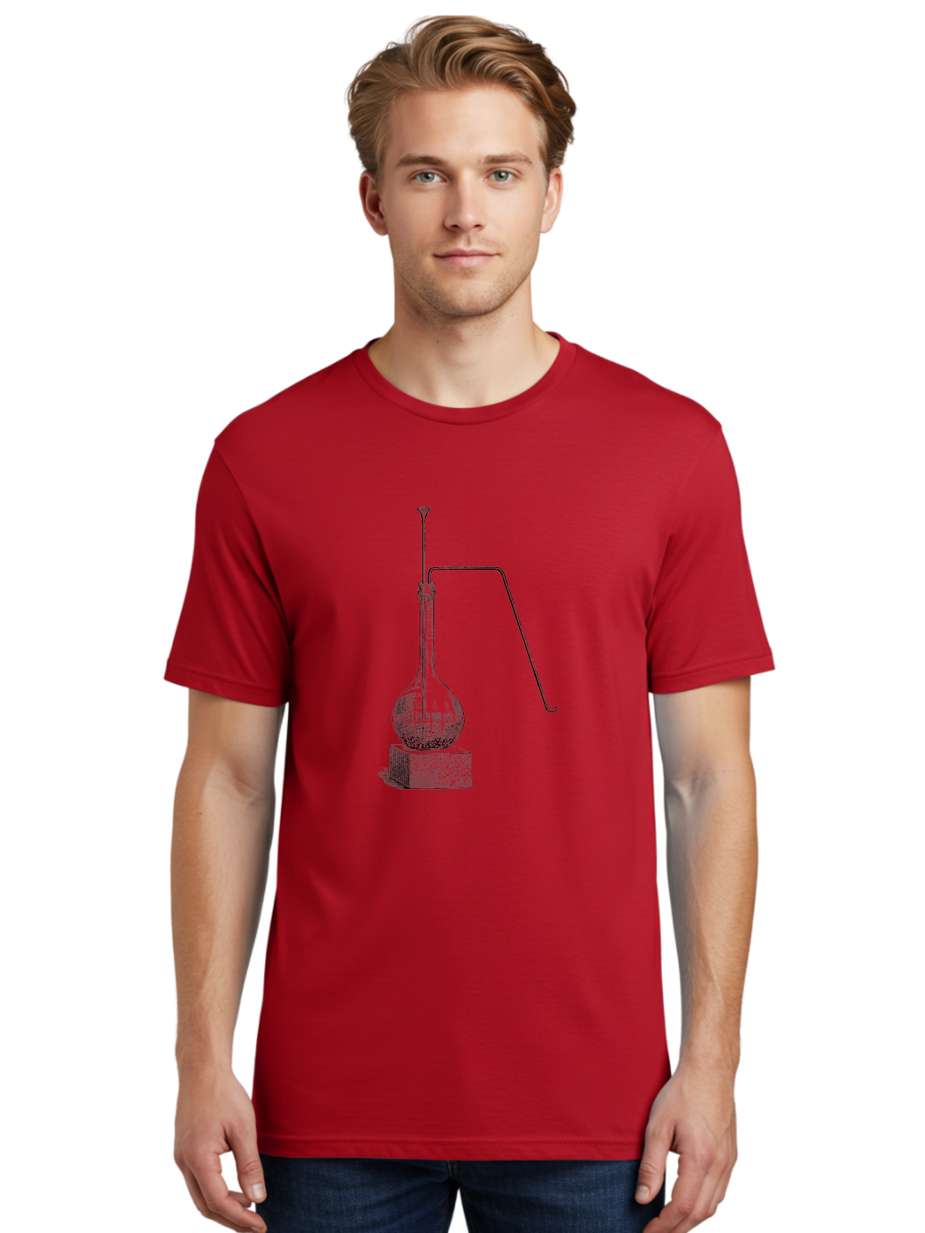 Retort-1 Men'S Graphic Tee, 100% Cotton, Comfortable Casual Summer Wear, Machine Washable, Laboratory Equipment, Scientific Glassware, Distillation Apparatus, Chemistry Experiment, Vintage Lab Setup, Scientific Illustration, Glass Flask, Aad646