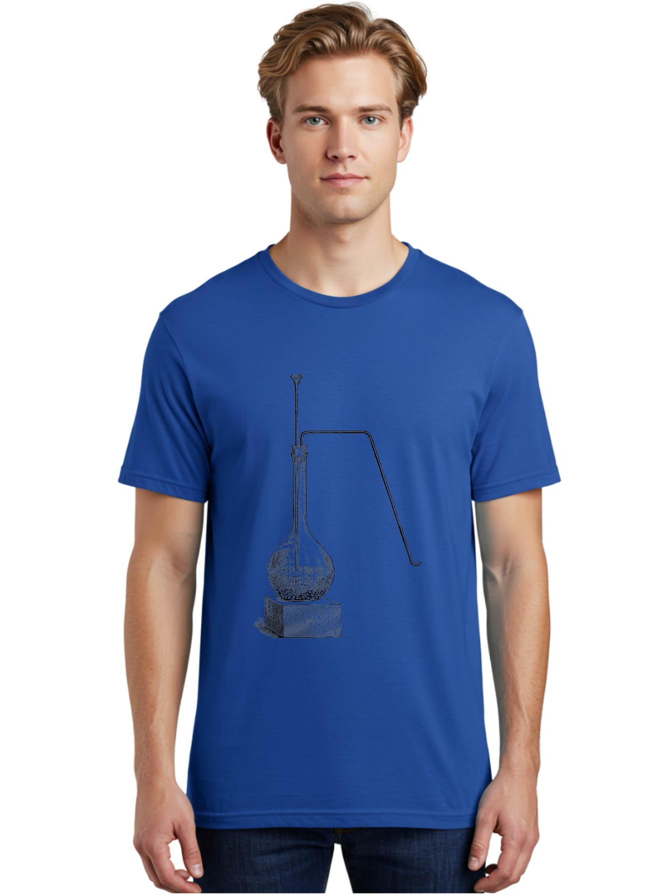 Retort-1 Men'S Graphic Tee, 100% Cotton, Comfortable Casual Summer Wear, Machine Washable, Laboratory Equipment, Scientific Glassware, Distillation Apparatus, Chemistry Experiment, Vintage Lab Setup, Scientific Illustration, Glass Flask, Aad646