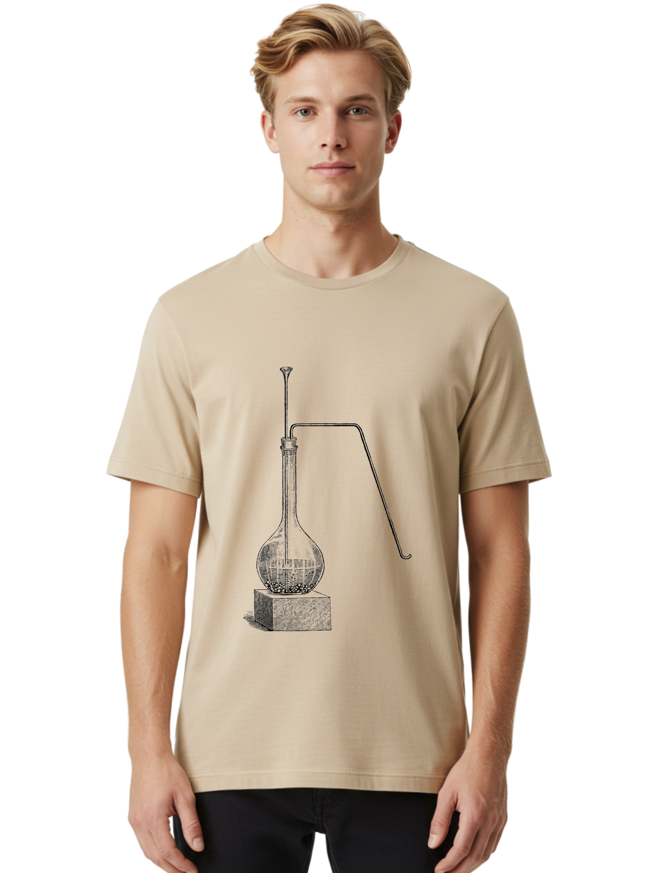 Retort-1 Men'S Graphic Tee, 100% Cotton, Comfortable Casual Summer Wear, Machine Washable, Laboratory Equipment, Scientific Glassware, Distillation Apparatus, Chemistry Experiment, Vintage Lab Setup, Scientific Illustration, Glass Flask, Aad646