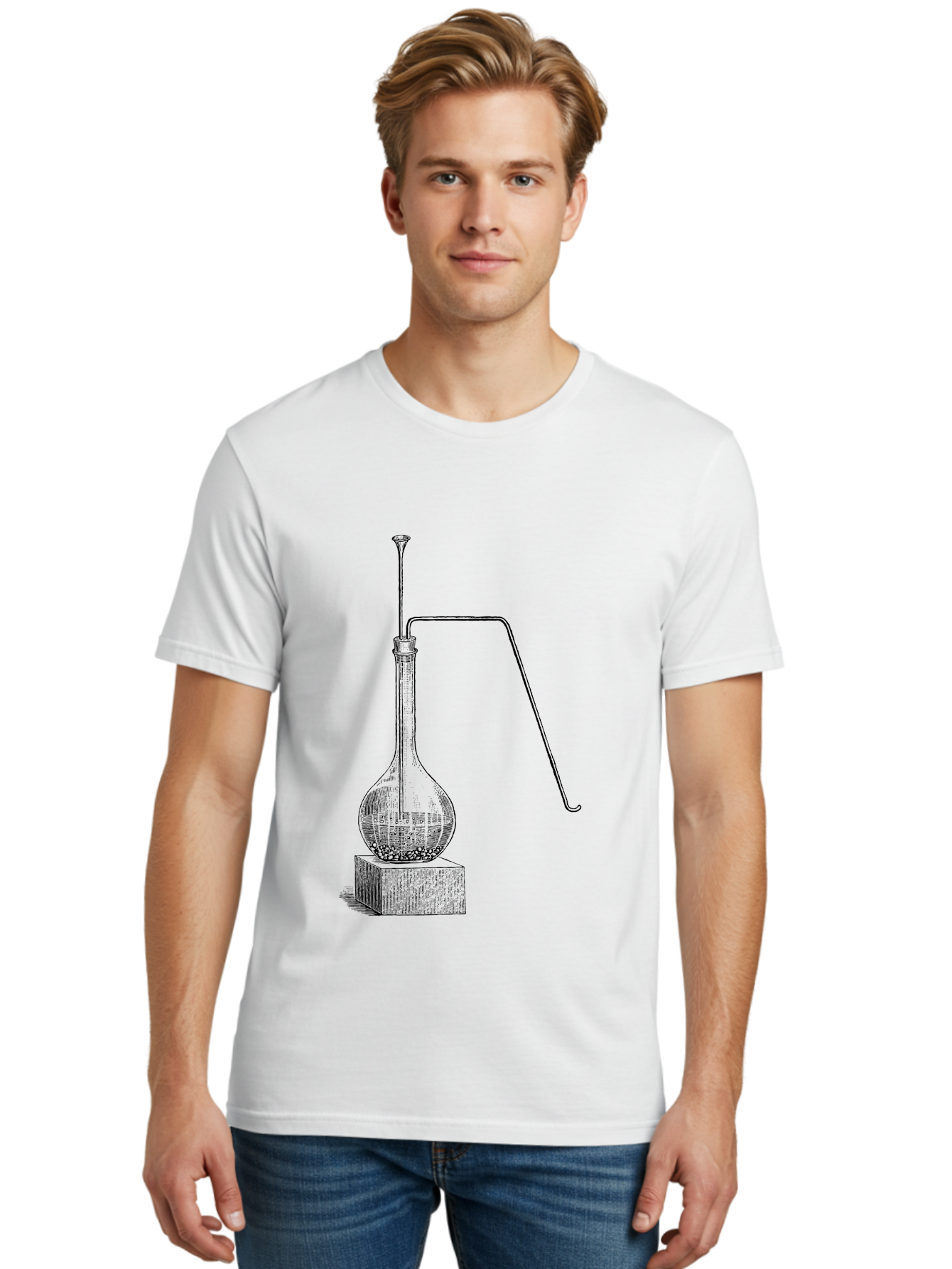 Retort-1 Men'S Graphic Tee, 100% Cotton, Comfortable Casual Summer Wear, Machine Washable, Laboratory Equipment, Scientific Glassware, Distillation Apparatus, Chemistry Experiment, Vintage Lab Setup, Scientific Illustration, Glass Flask, Aad646