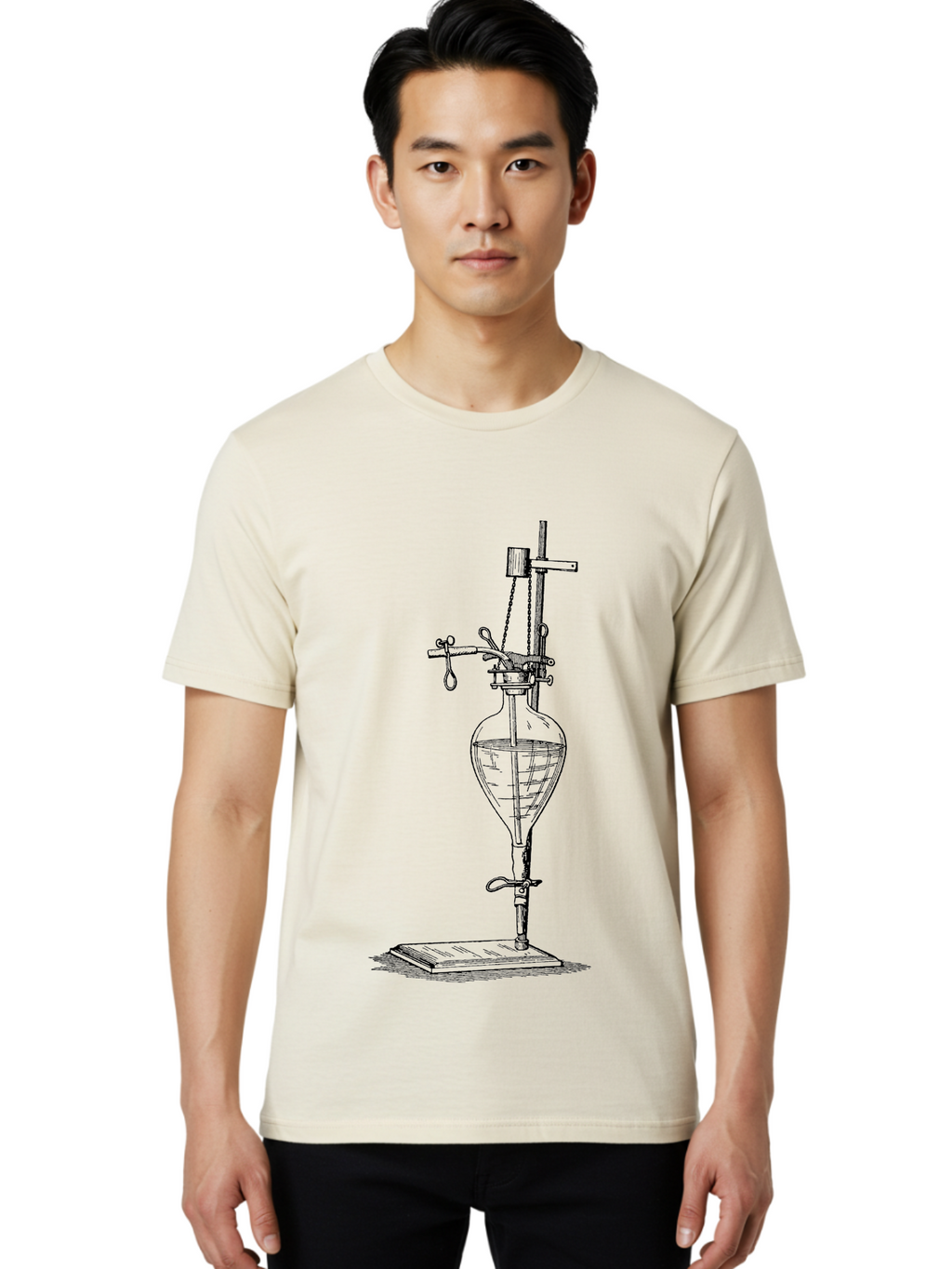 Separating-Funnel Men'S Graphic Tee, 100% Cotton, Comfortable Casual Summer Wear, Machine Washable, Laboratory Equipment, Scientific Apparatus, Separatory Funnel, Chemistry Lab, Distillation Process, Liquid Separation, Chemical Analysis Aad648