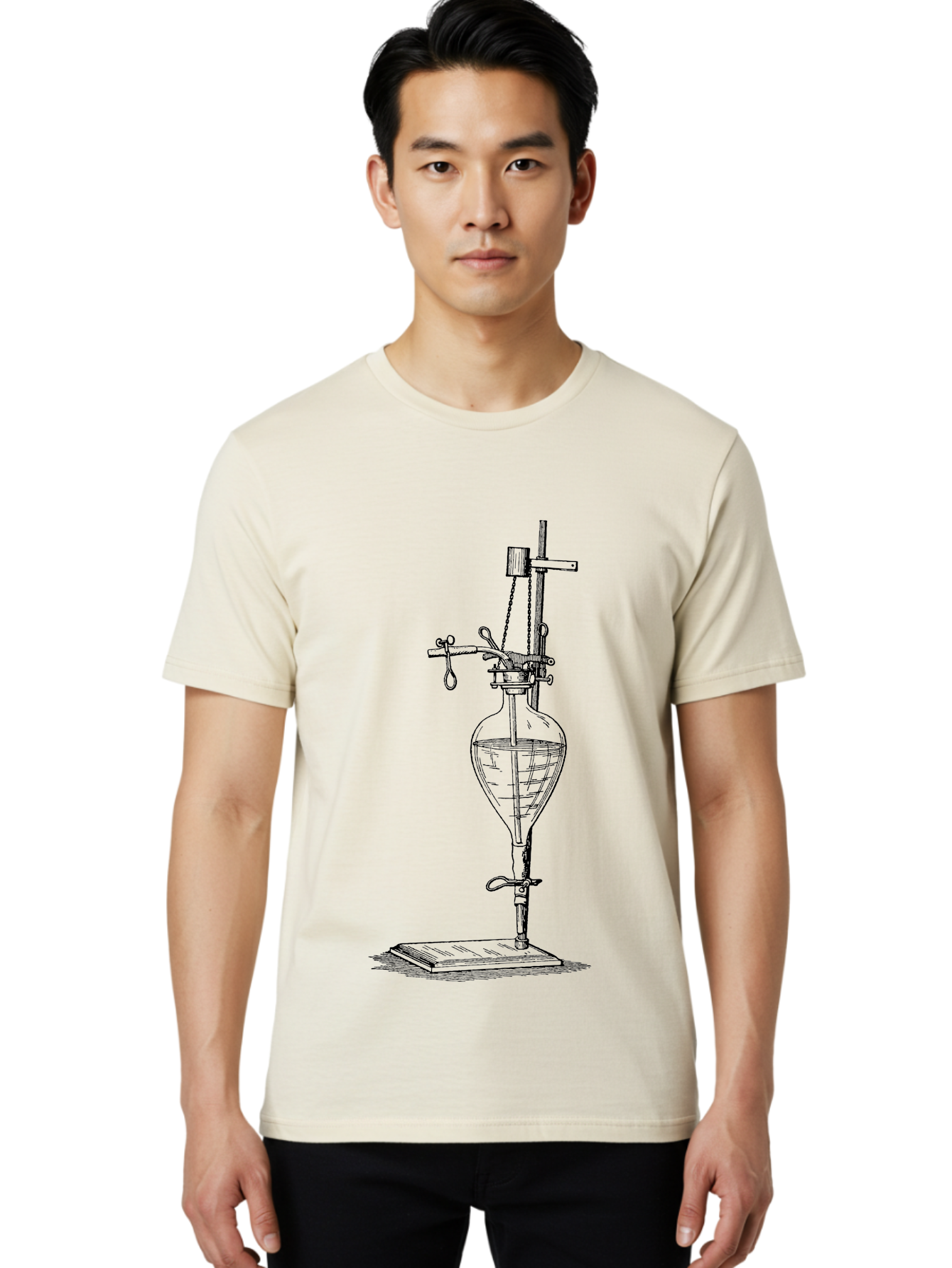 Separating-Funnel Men'S Graphic Tee, 100% Cotton, Comfortable Casual Summer Wear, Machine Washable, Laboratory Equipment, Scientific Apparatus, Separatory Funnel, Chemistry Lab, Distillation Process, Liquid Separation, Chemical Analysis Aad648
