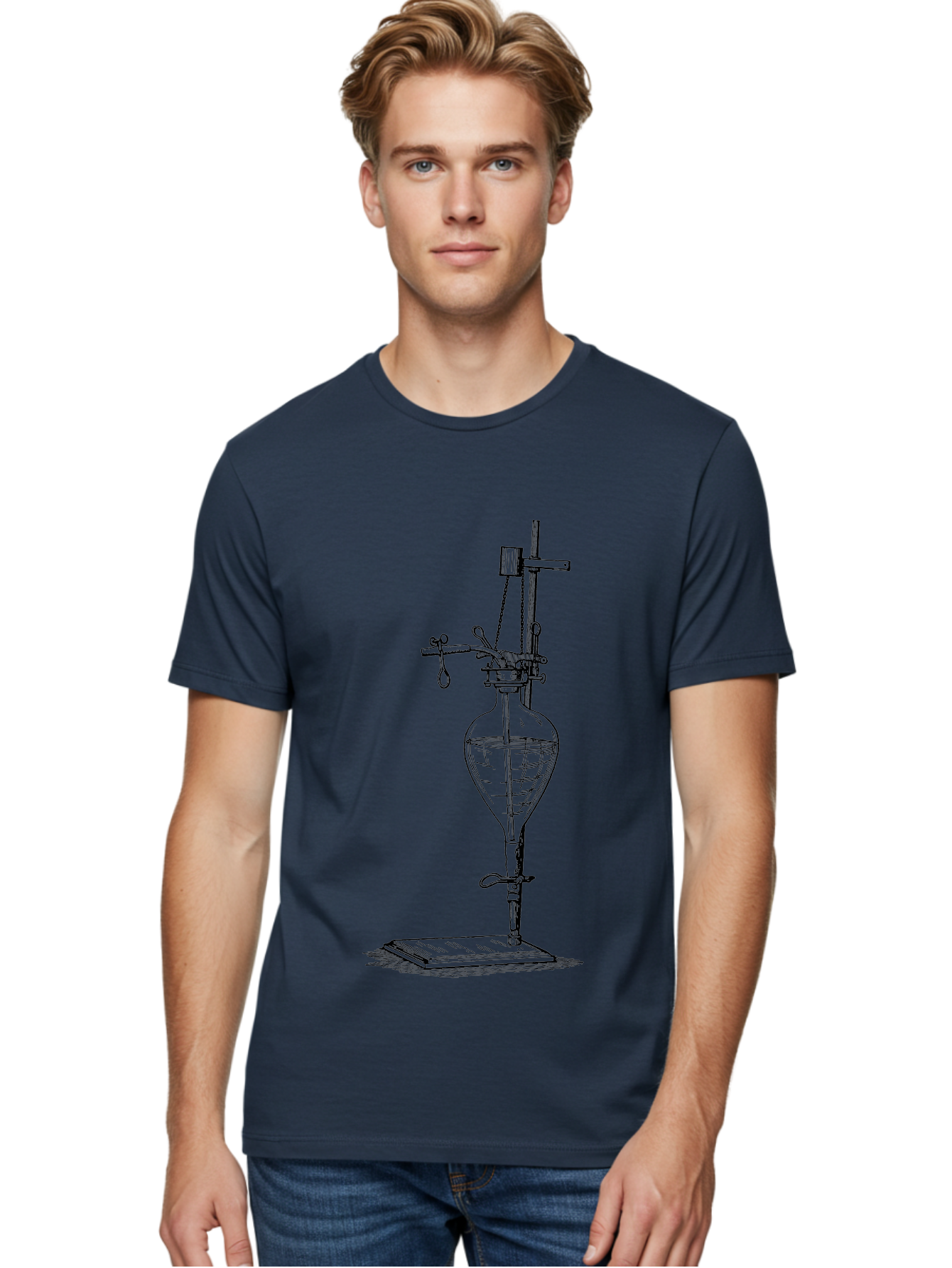 Separating-Funnel Men'S Graphic Tee, 100% Cotton, Comfortable Casual Summer Wear, Machine Washable, Laboratory Equipment, Scientific Apparatus, Separatory Funnel, Chemistry Lab, Distillation Process, Liquid Separation, Chemical Analysis Aad648