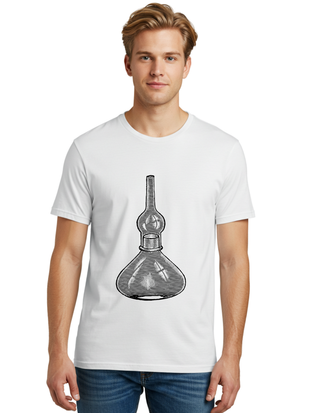 Separatory-Funnel Men'S Graphic Tee, 100% Cotton, Comfortable Casual Summer Wear, Machine Washable, Laboratory Equipment, Separatory Funnel, Glassware, Chemistry Lab, Scientific Tools, Experimental Apparatus, Chemical Separation Aad649