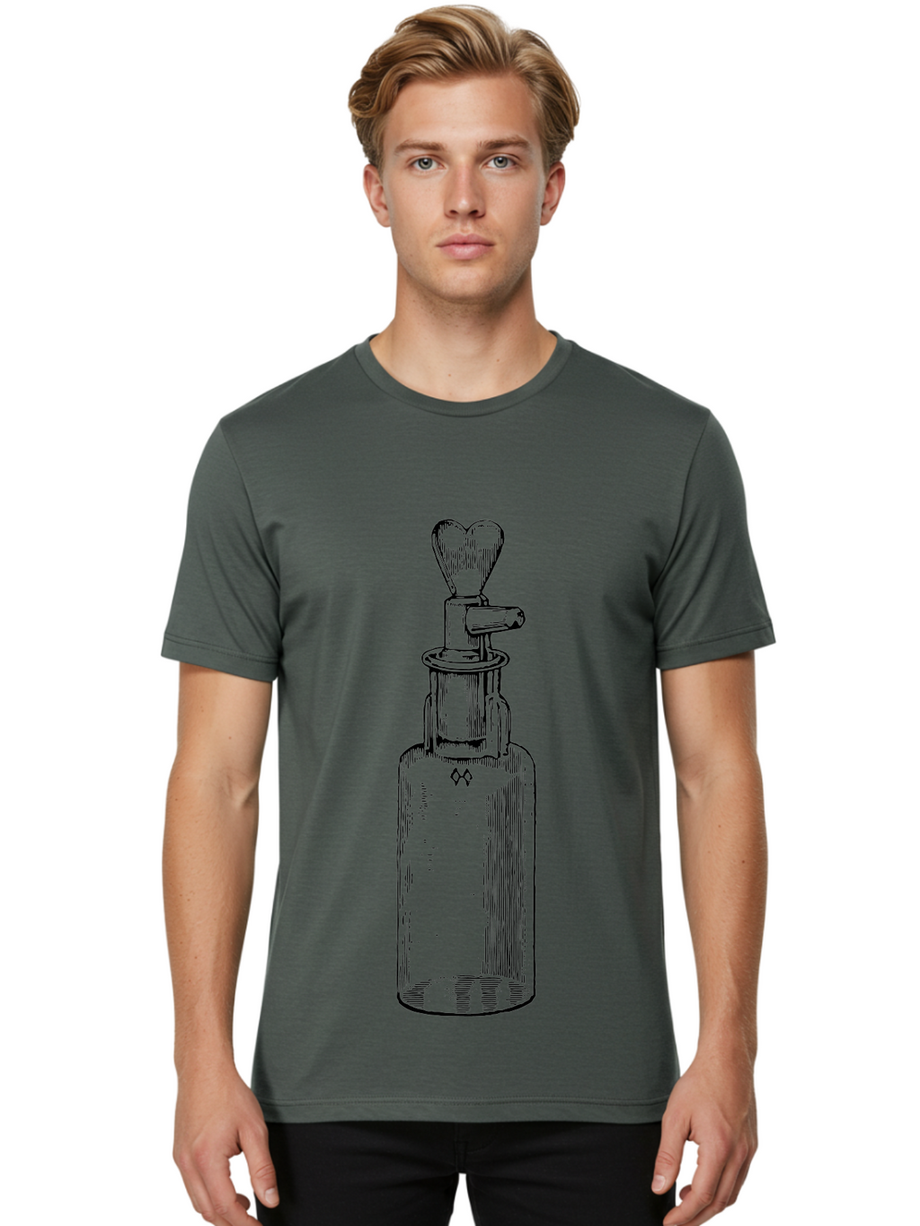 Soda-Syphon Men'S Graphic Tee, 100% Cotton, Comfortable Casual Summer Wear, Machine Washable, Vintage Soda Syphon, Antique Bottle, Heart-Shaped Top, Retro Kitchen Gadget, Nostalgic Design, Unique Collectible, Nostalgic Charm, Classic Decor Aad651