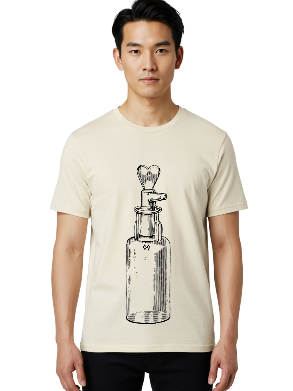 Soda-Syphon Men'S Graphic Tee, 100% Cotton, Comfortable Casual Summer Wear, Machine Washable, Vintage Soda Syphon, Antique Bottle, Heart-Shaped Top, Retro Kitchen Gadget, Nostalgic Design, Unique Collectible, Nostalgic Charm, Classic Decor Aad651