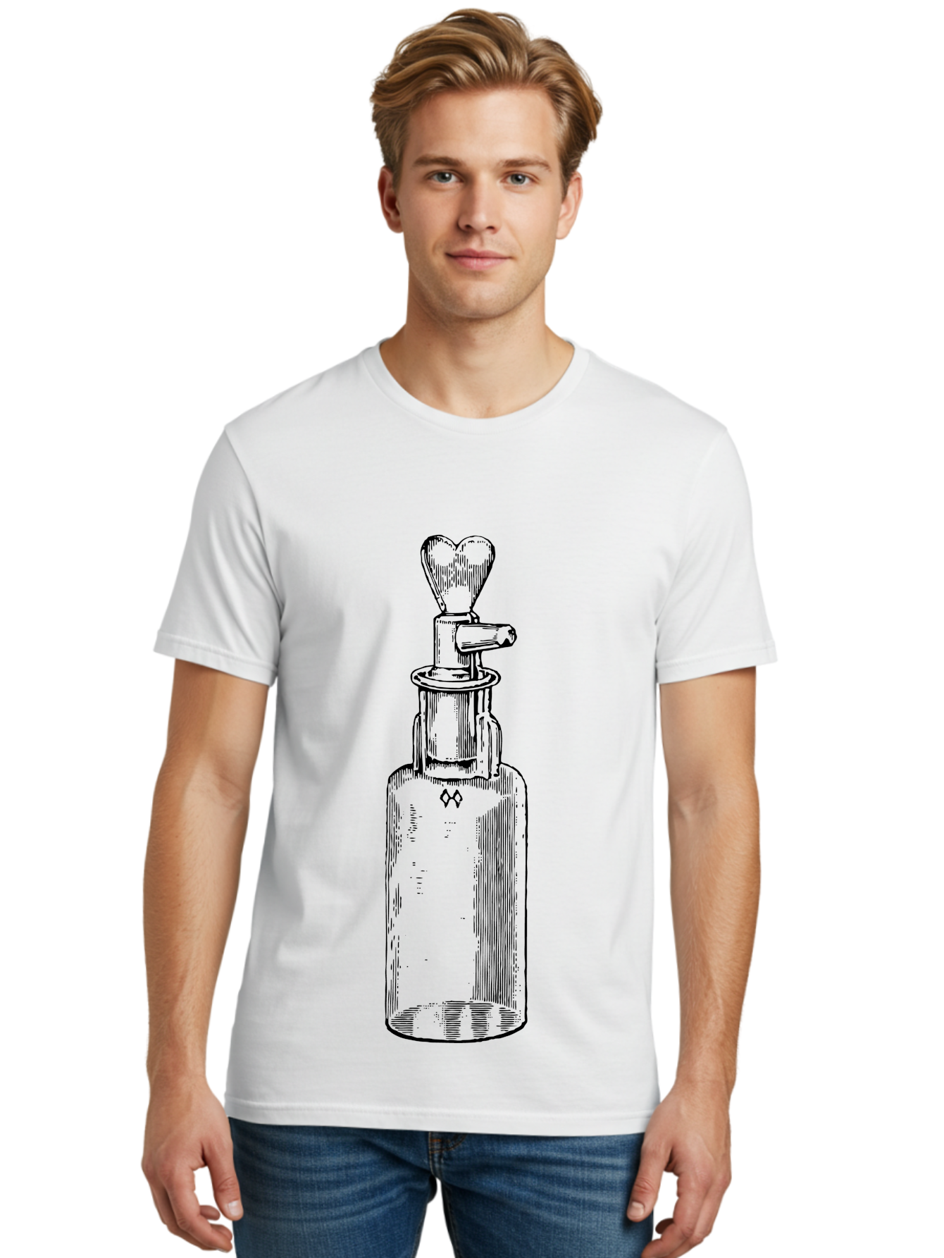 Soda-Syphon Men'S Graphic Tee, 100% Cotton, Comfortable Casual Summer Wear, Machine Washable, Vintage Soda Syphon, Antique Bottle, Heart-Shaped Top, Retro Kitchen Gadget, Nostalgic Design, Unique Collectible, Nostalgic Charm, Classic Decor Aad651