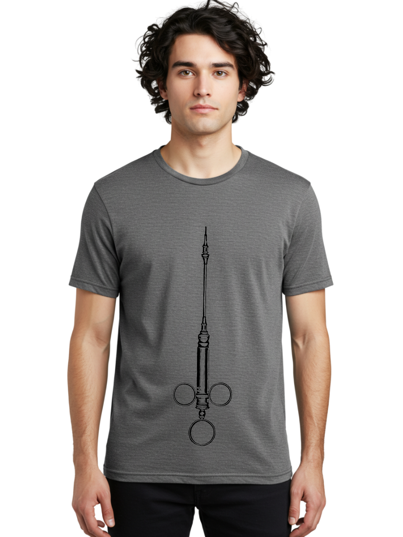 Syringe Men'S Graphic Tee, 100% Cotton, Comfortable Casual Summer Wear, Machine Washable, Medical Syringe, Medical Equipment, Healthcare Supplies, Injection Device, Vaccination Tool, Medical Illustration, Precise Medical Instrument Aad652