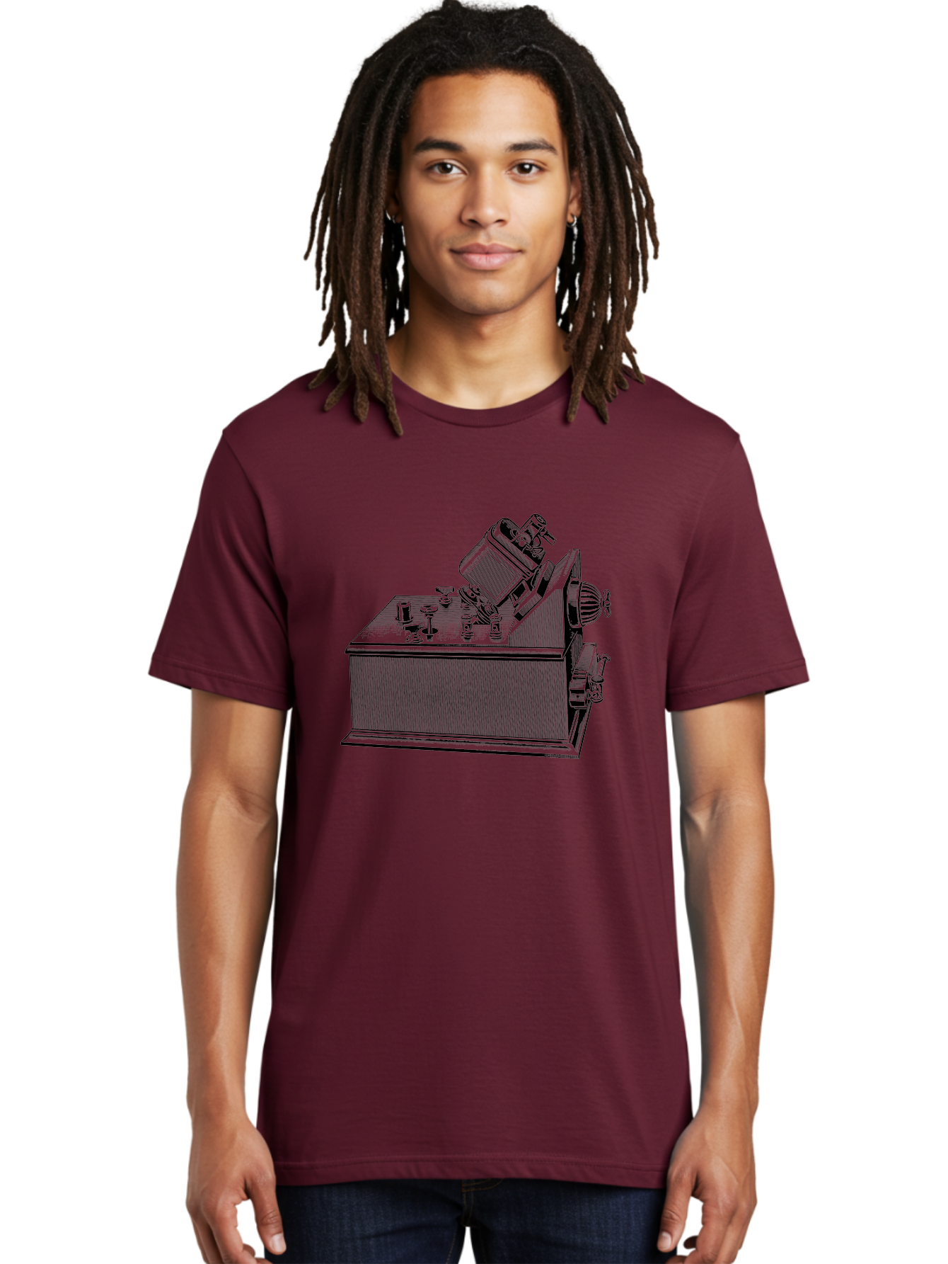 Telegraph-Machine Men'S Graphic Tee, 100% Cotton, Comfortable Casual Summer Wear, Machine Washable, Telegraph Machine, Vintage Communication Device, Antique Technology, Old-Fashioned Telegraph, Historical Equipment, Classic Machinery, Aad653