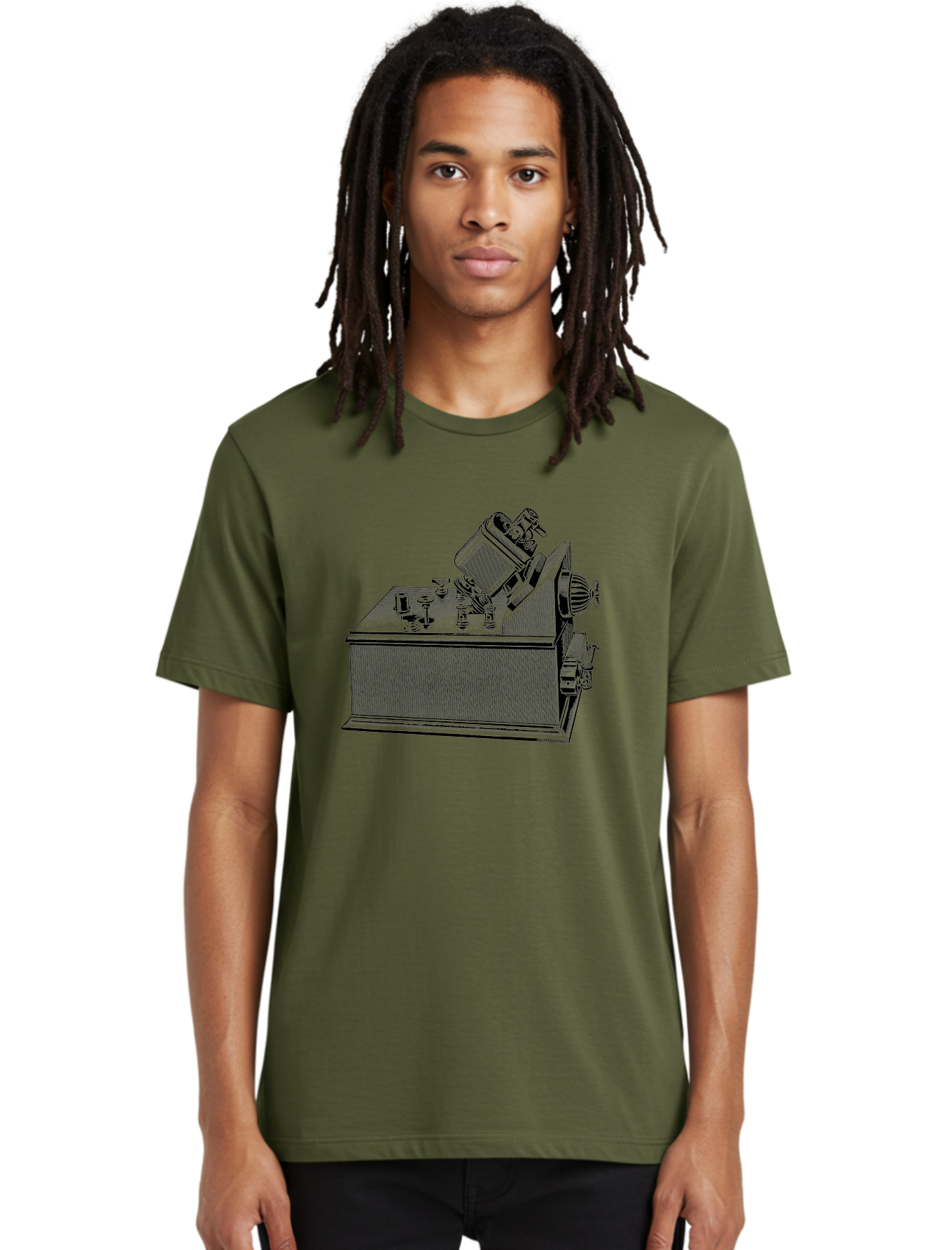 Telegraph-Machine Men'S Graphic Tee, 100% Cotton, Comfortable Casual Summer Wear, Machine Washable, Telegraph Machine, Vintage Communication Device, Antique Technology, Old-Fashioned Telegraph, Historical Equipment, Classic Machinery, Aad653