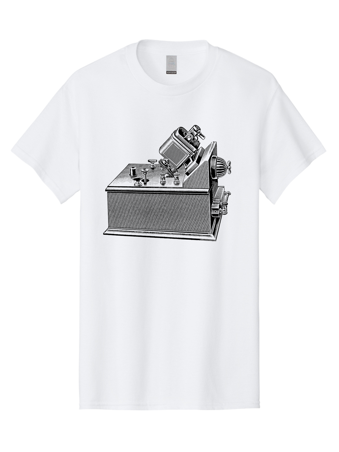 Telegraph-Machine Men'S Graphic Tee, 100% Cotton, Comfortable Casual Summer Wear, Machine Washable, Telegraph Machine, Vintage Communication Device, Antique Technology, Old-Fashioned Telegraph, Historical Equipment, Classic Machinery, Aad653