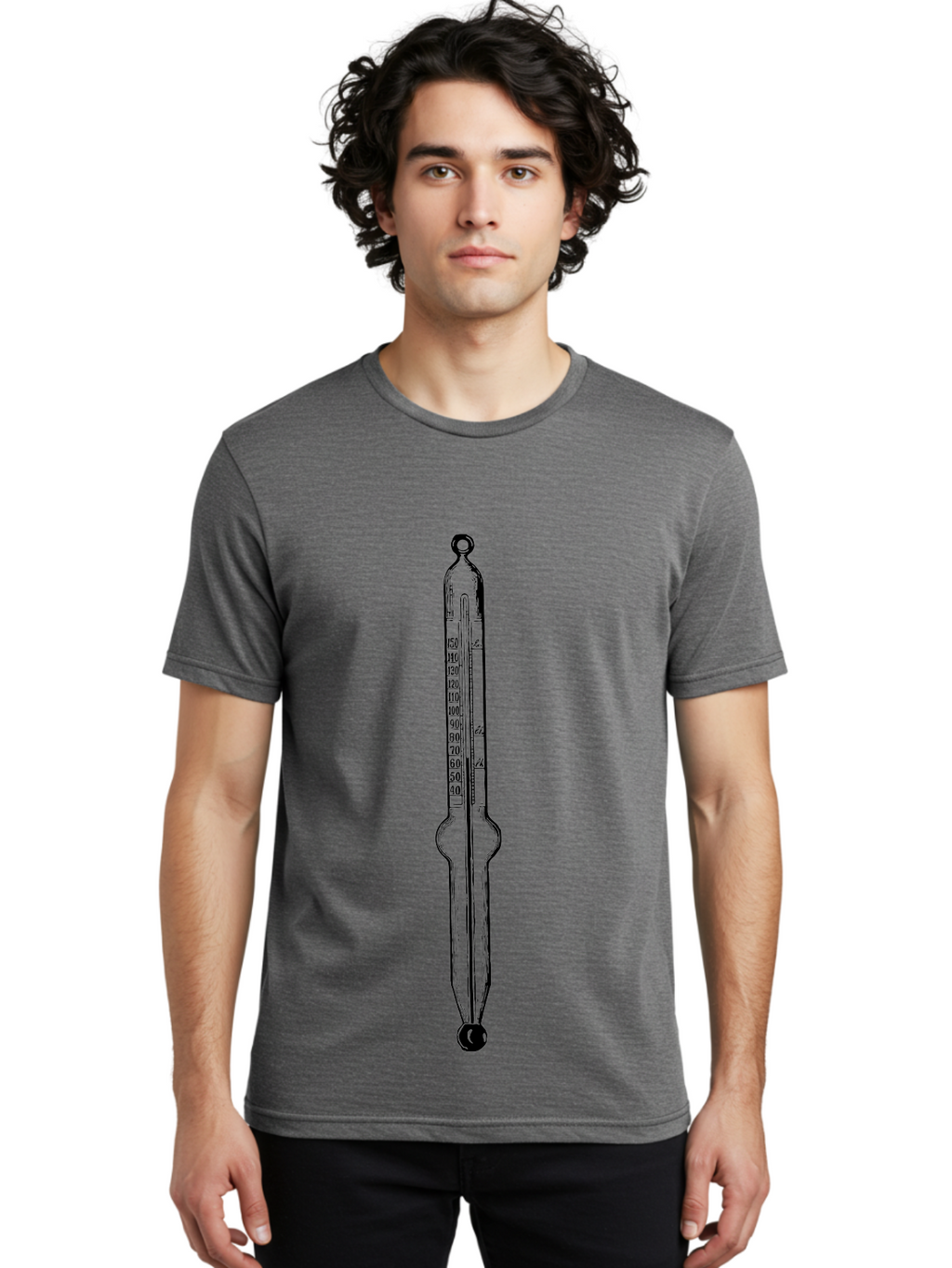 Thermometer-1 Men'S Graphic Tee, 100% Cotton, Comfortable Casual Summer Wear, Machine Washable, Classic Thermometer, Temperature Measurement, Scientific Instrument, Precise Readings, Mercury Thermometer, Fahrenheit Scale, Laboratory Equipment, Aad656