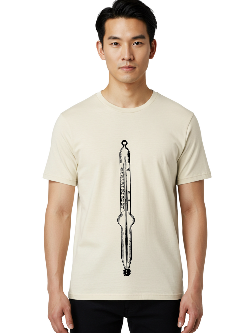 Thermometer-1 Men'S Graphic Tee, 100% Cotton, Comfortable Casual Summer Wear, Machine Washable, Classic Thermometer, Temperature Measurement, Scientific Instrument, Precise Readings, Mercury Thermometer, Fahrenheit Scale, Laboratory Equipment, Aad656