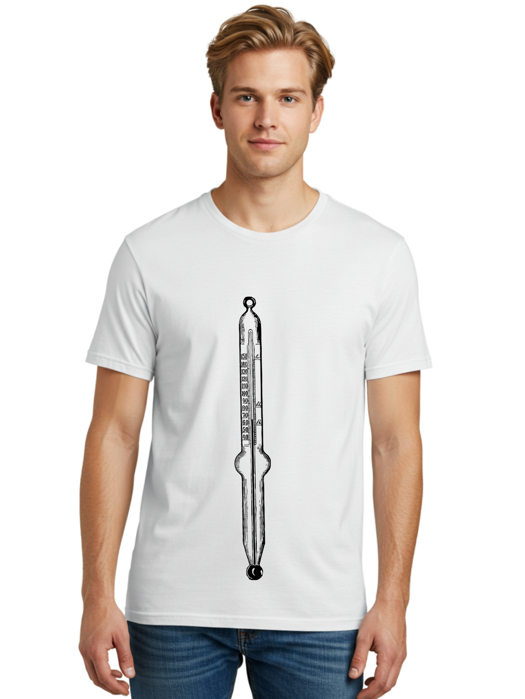 Thermometer-1 Men'S Graphic Tee, 100% Cotton, Comfortable Casual Summer Wear, Machine Washable, Classic Thermometer, Temperature Measurement, Scientific Instrument, Precise Readings, Mercury Thermometer, Fahrenheit Scale, Laboratory Equipment, Aad656