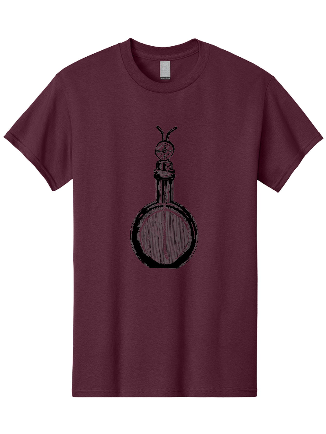 Time-Hourglass Men'S Graphic Tee, 100% Cotton, Comfortable Casual Summer Wear, Machine Washable, Sketch Of Bottle, Time Symbol, Clock Face, Abstract Art, Surrealism, Unique Design, Mysterious, Whimsical, Creative Expression Aad658