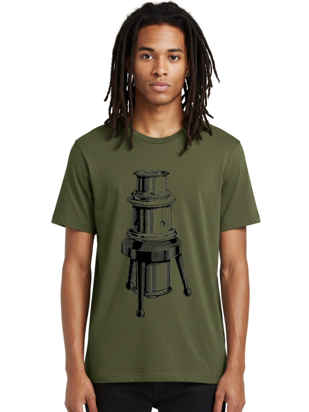 Vintage-Microscope Men'S Graphic Tee, 100% Cotton, Comfortable Casual Summer Wear, Machine Washable, Microscope Illustration, Scientific Equipment, Laboratory Tool, Vintage Style, Detailed Drawing, Optical Instrument, Biology Research Aad660