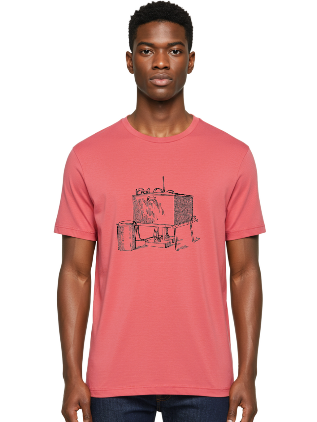Water-Distiller Men'S Graphic Tee, 100% Cotton, Comfortable Casual Summer Wear, Machine Washable, Water Filtration, Purification System, Vintage Design, Retro Style, Industrial Equipment, Water Treatment, Classic Machinery, Aad662