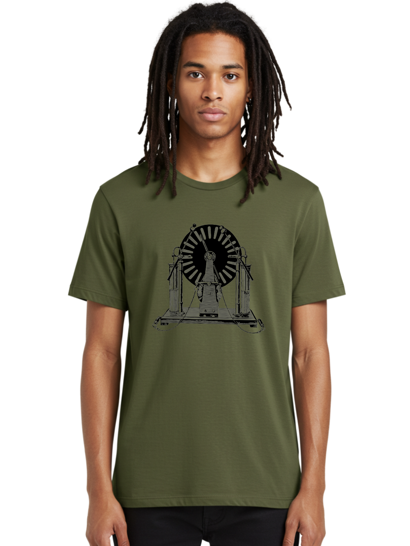 Wimshurst-Machine Men'S Graphic Tee, 100% Cotton, Comfortable Casual Summer Wear, Machine Washable, Electrostatic Generator, Wimshurst Machine, Scientific Equipment, Vintage Technology, Static Electricity, Experimental Device, Aad663