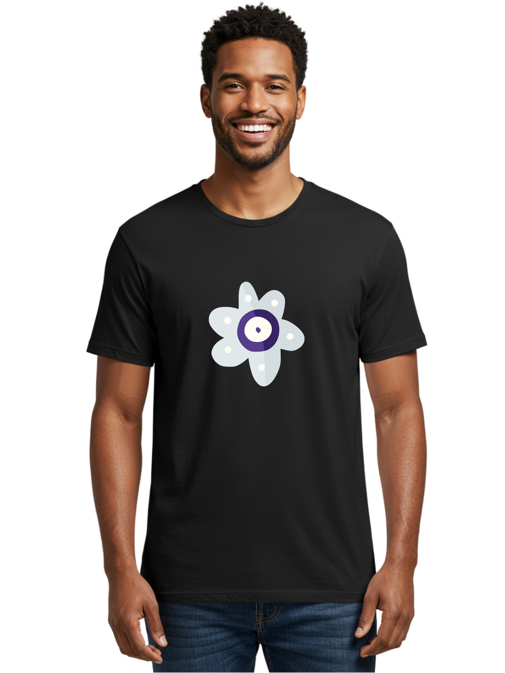 All-Seeing-Flower Men'S Graphic Tee, 100% Cotton, Comfortable Casual Summer Wear, Machine Washable, All-Seeing Eye, Mystical Symbol, Spiritual Icon, Symbolic Eye, Mystic Graphics, Abstract Art, Symbolic Imagery, Esoteric Symbols Aad667