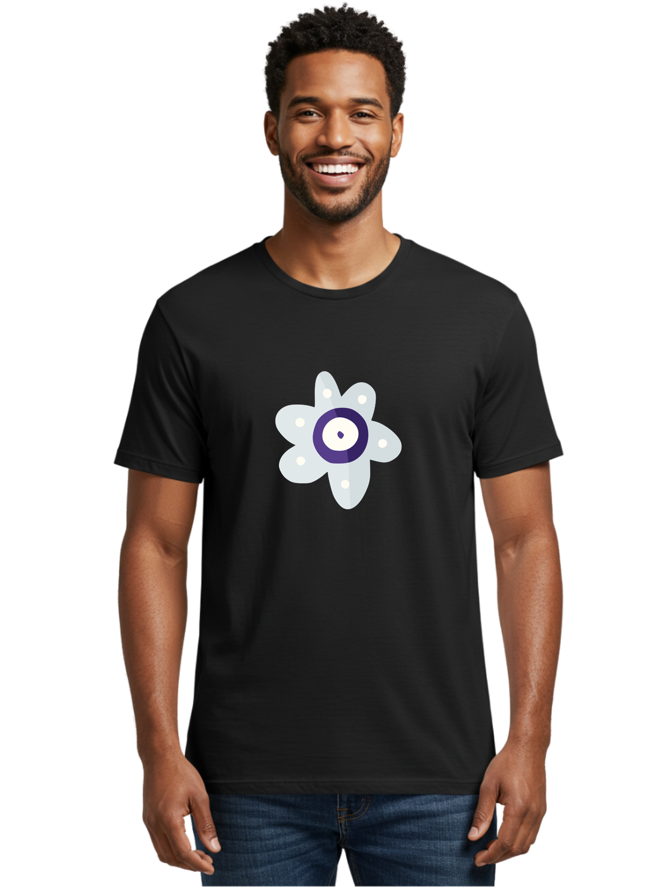 All-Seeing-Flower Men'S Graphic Tee, 100% Cotton, Comfortable Casual Summer Wear, Machine Washable, All-Seeing Eye, Mystical Symbol, Spiritual Icon, Symbolic Eye, Mystic Graphics, Abstract Art, Symbolic Imagery, Esoteric Symbols Aad667