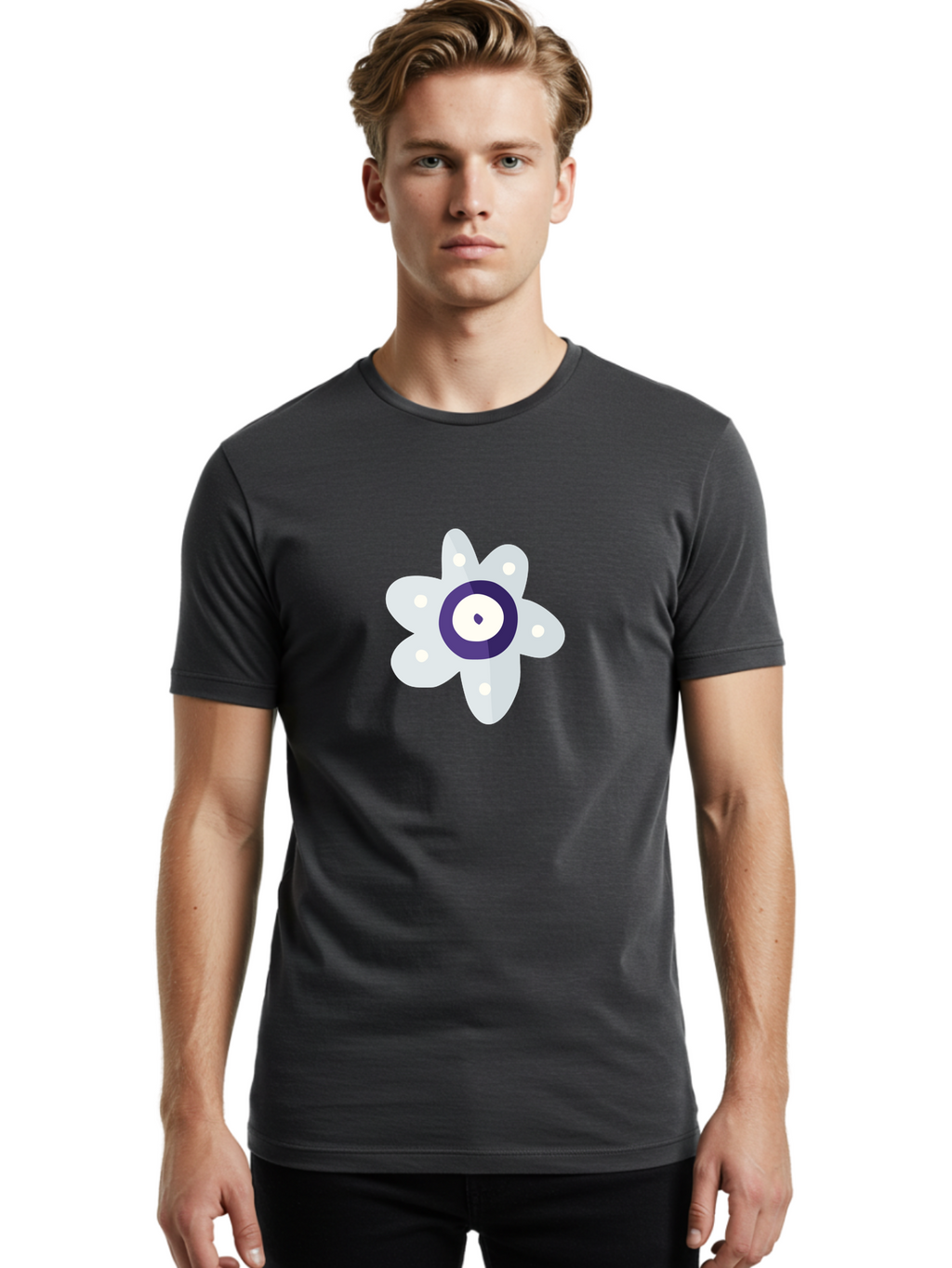 All-Seeing-Flower Men'S Graphic Tee, 100% Cotton, Comfortable Casual Summer Wear, Machine Washable, All-Seeing Eye, Mystical Symbol, Spiritual Icon, Symbolic Eye, Mystic Graphics, Abstract Art, Symbolic Imagery, Esoteric Symbols Aad667