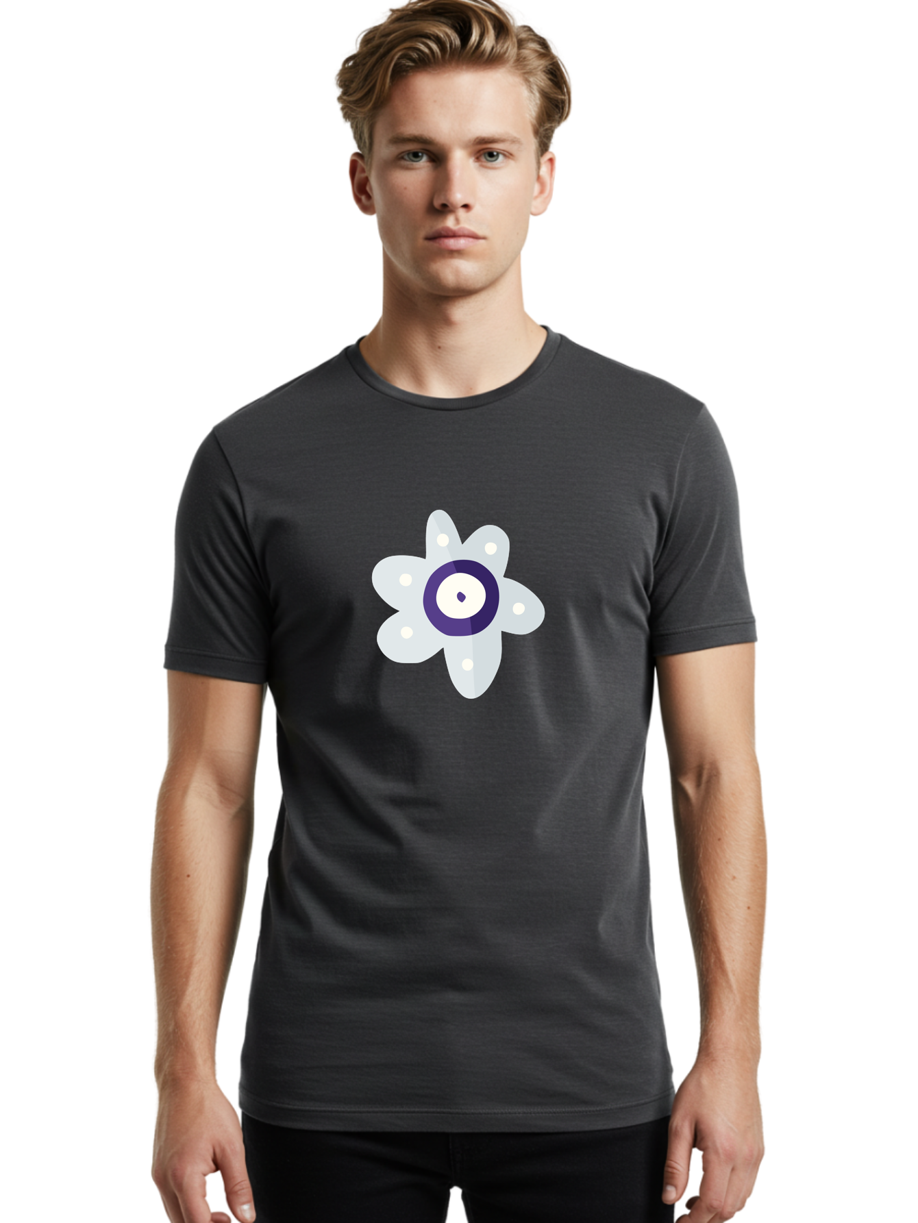 All-Seeing-Flower Men'S Graphic Tee, 100% Cotton, Comfortable Casual Summer Wear, Machine Washable, All-Seeing Eye, Mystical Symbol, Spiritual Icon, Symbolic Eye, Mystic Graphics, Abstract Art, Symbolic Imagery, Esoteric Symbols Aad667