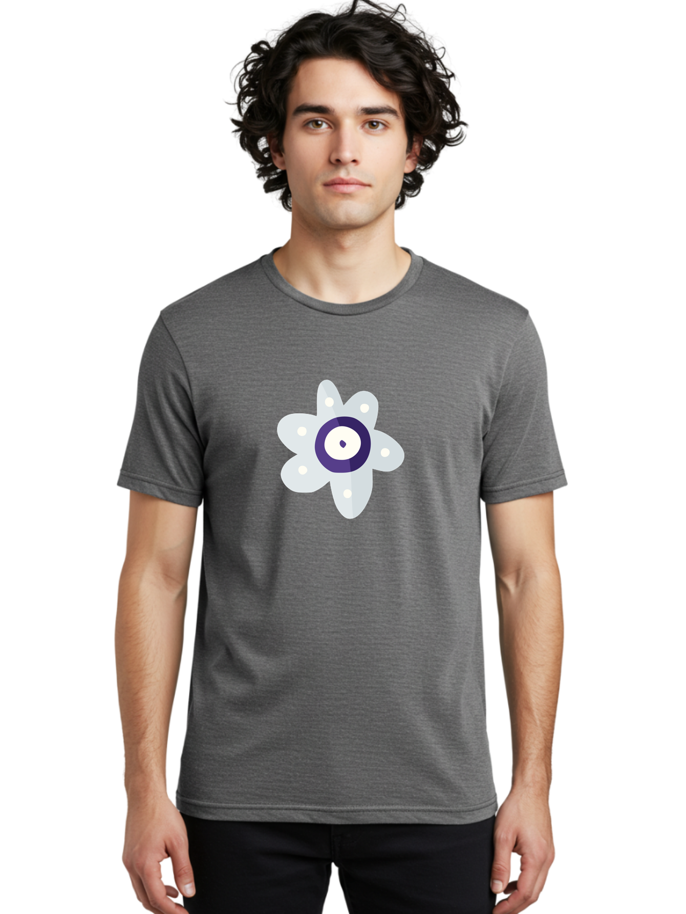 All-Seeing-Flower Men'S Graphic Tee, 100% Cotton, Comfortable Casual Summer Wear, Machine Washable, All-Seeing Eye, Mystical Symbol, Spiritual Icon, Symbolic Eye, Mystic Graphics, Abstract Art, Symbolic Imagery, Esoteric Symbols Aad667