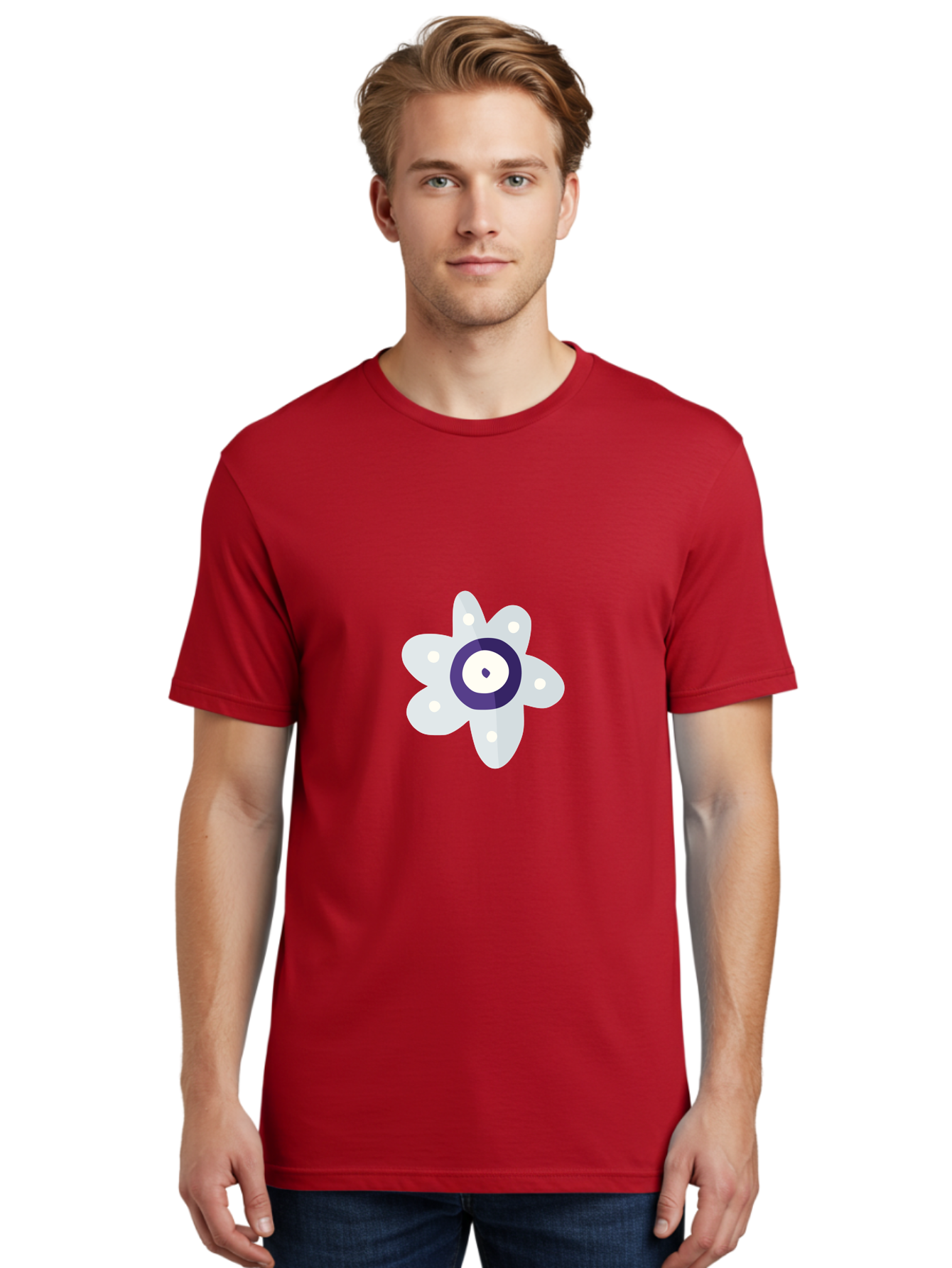 All-Seeing-Flower Men'S Graphic Tee, 100% Cotton, Comfortable Casual Summer Wear, Machine Washable, All-Seeing Eye, Mystical Symbol, Spiritual Icon, Symbolic Eye, Mystic Graphics, Abstract Art, Symbolic Imagery, Esoteric Symbols Aad667