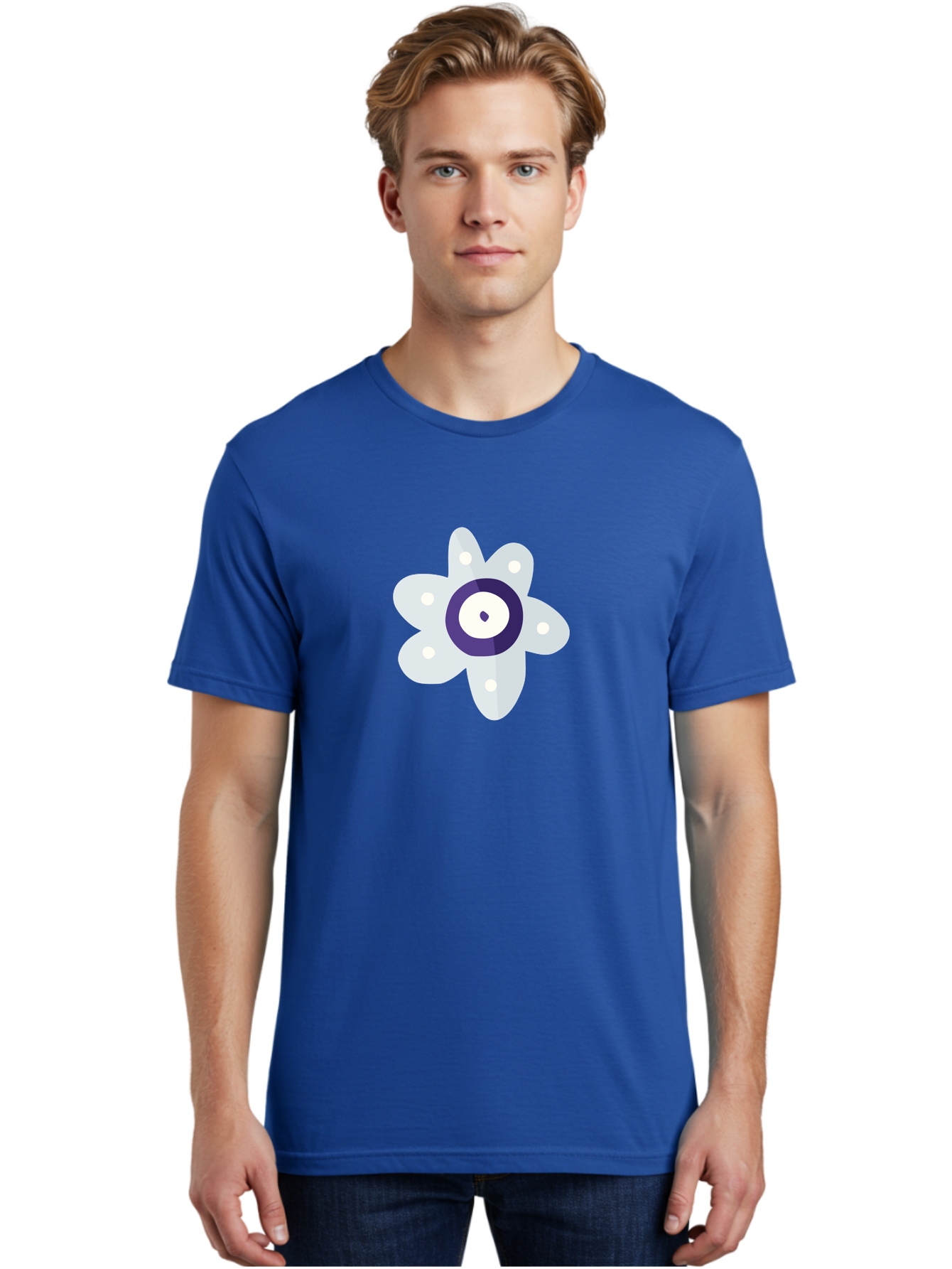 All-Seeing-Flower Men'S Graphic Tee, 100% Cotton, Comfortable Casual Summer Wear, Machine Washable, All-Seeing Eye, Mystical Symbol, Spiritual Icon, Symbolic Eye, Mystic Graphics, Abstract Art, Symbolic Imagery, Esoteric Symbols Aad667