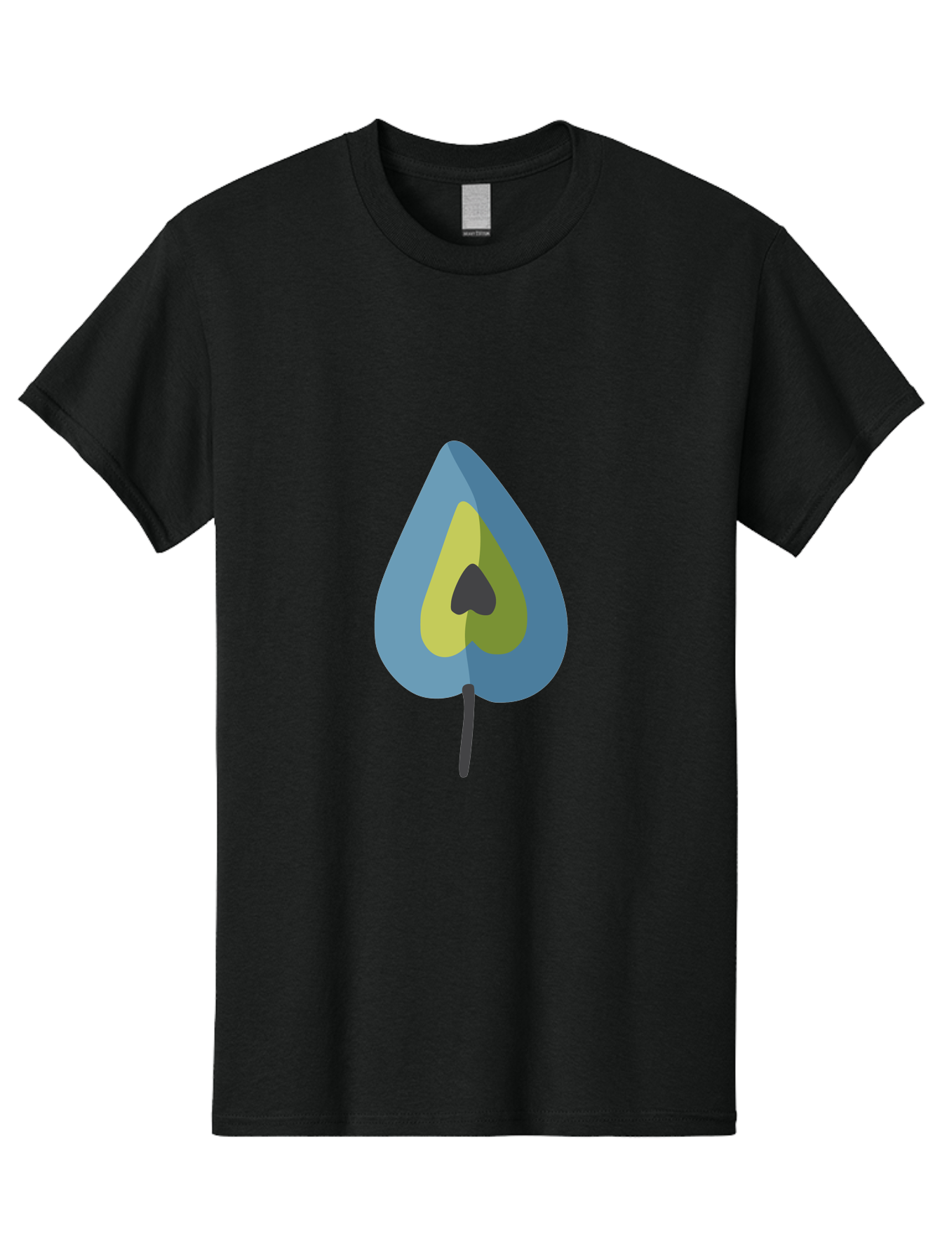 Avocado-1 Men'S Graphic Tee, 100% Cotton, Comfortable Casual Summer Wear, Machine Washable, Stylized Leaf, Blue And Yellow Design, Heart-Shaped Center, Black Stem, Abstract Art, Modern Illustration, Symbolic Leaf, Minimalist Graphic Aad668