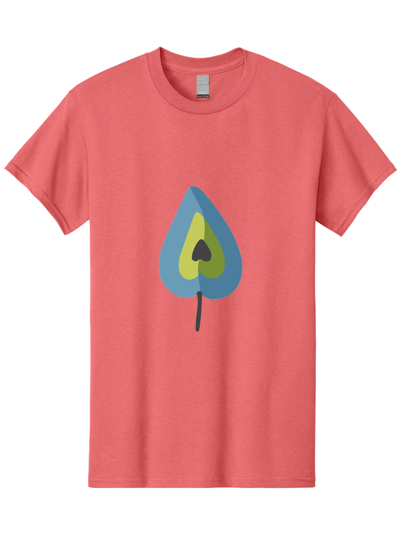 Avocado-1 Men'S Graphic Tee, 100% Cotton, Comfortable Casual Summer Wear, Machine Washable, Stylized Leaf, Blue And Yellow Design, Heart-Shaped Center, Black Stem, Abstract Art, Modern Illustration, Symbolic Leaf, Minimalist Graphic Aad668