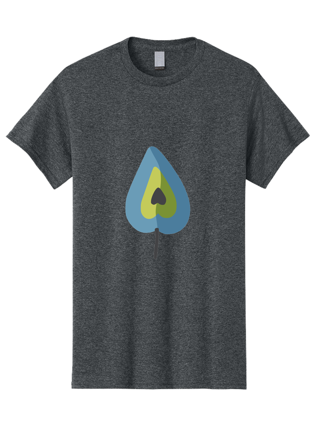 Avocado-1 Men'S Graphic Tee, 100% Cotton, Comfortable Casual Summer Wear, Machine Washable, Stylized Leaf, Blue And Yellow Design, Heart-Shaped Center, Black Stem, Abstract Art, Modern Illustration, Symbolic Leaf, Minimalist Graphic Aad668