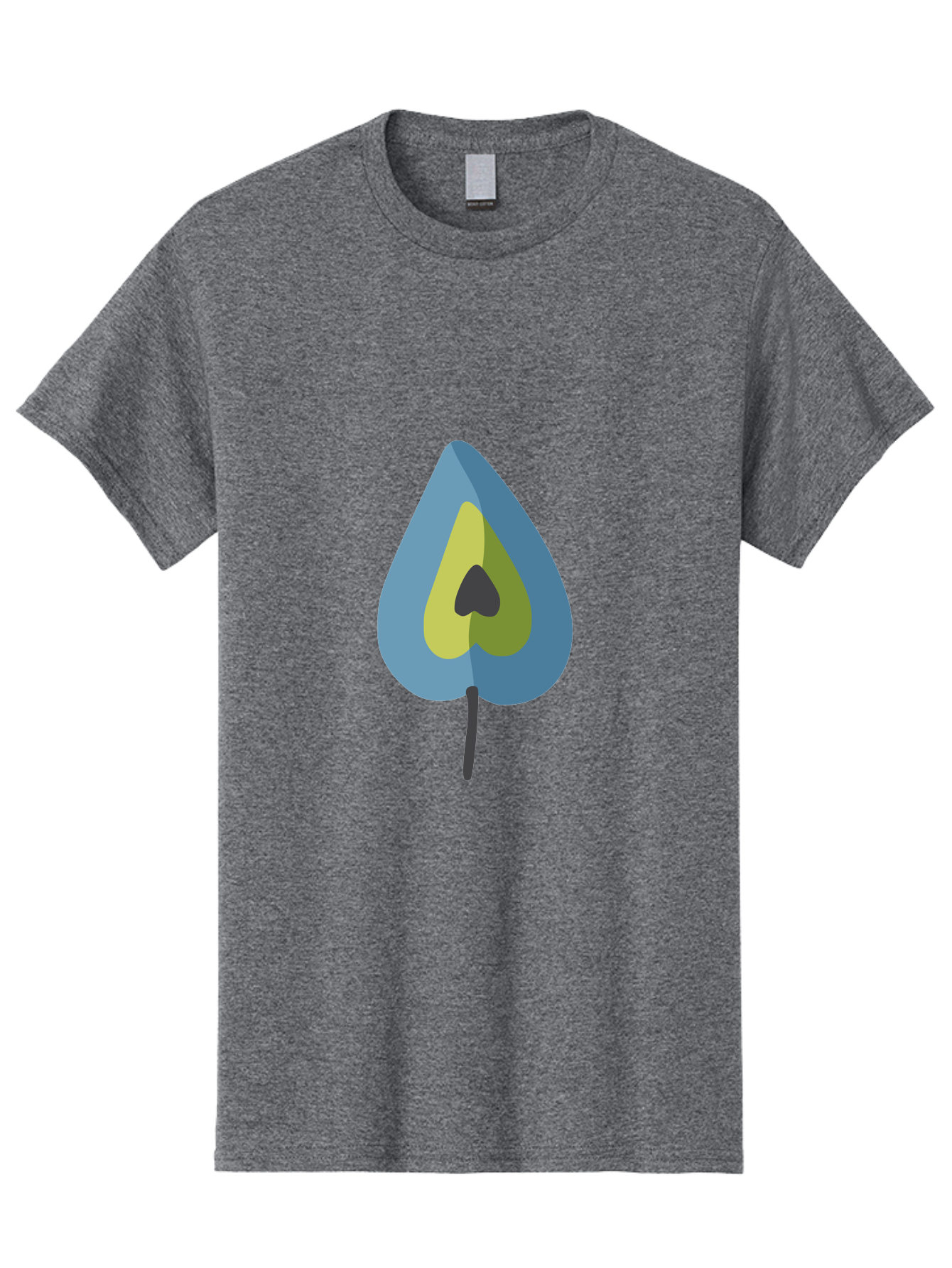 Avocado-1 Men'S Graphic Tee, 100% Cotton, Comfortable Casual Summer Wear, Machine Washable, Stylized Leaf, Blue And Yellow Design, Heart-Shaped Center, Black Stem, Abstract Art, Modern Illustration, Symbolic Leaf, Minimalist Graphic Aad668