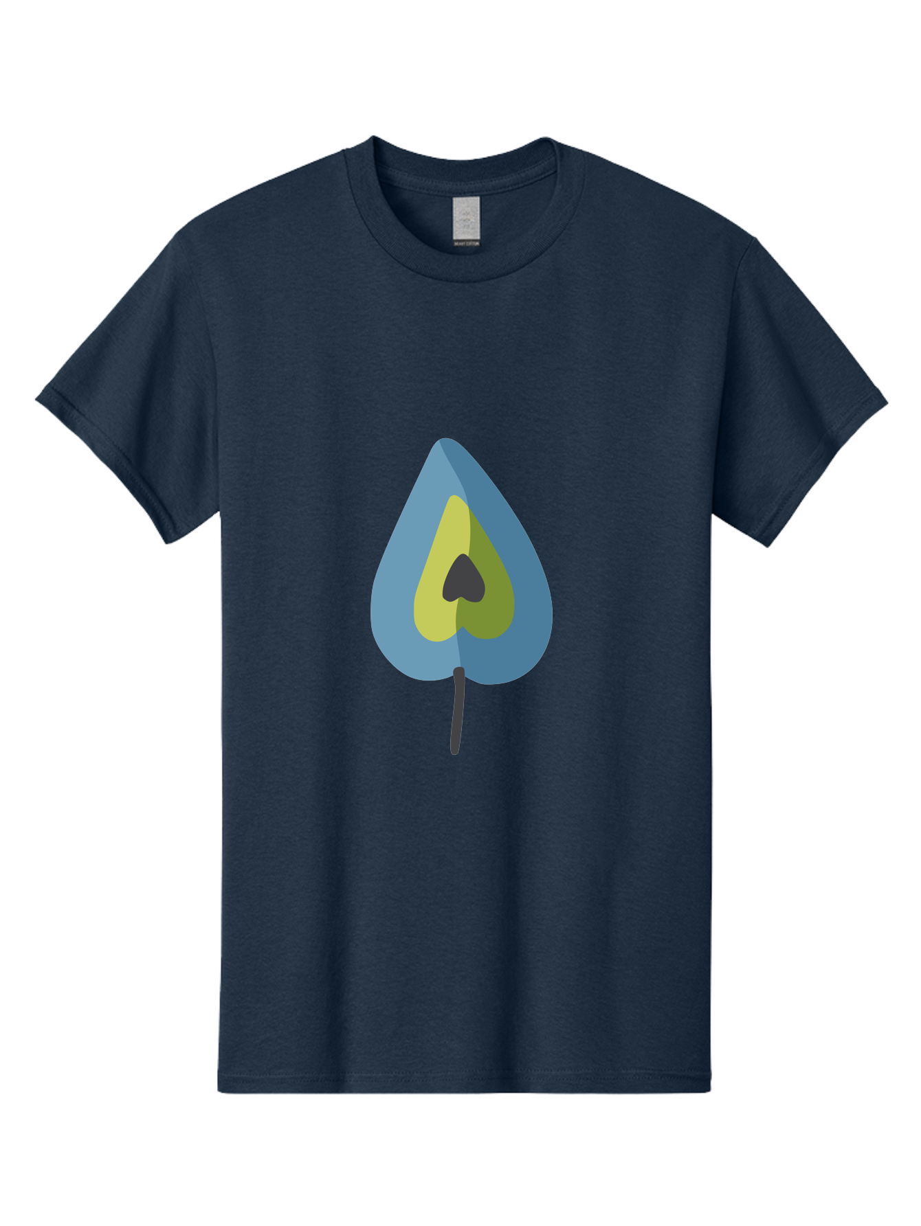 Avocado-1 Men'S Graphic Tee, 100% Cotton, Comfortable Casual Summer Wear, Machine Washable, Stylized Leaf, Blue And Yellow Design, Heart-Shaped Center, Black Stem, Abstract Art, Modern Illustration, Symbolic Leaf, Minimalist Graphic Aad668