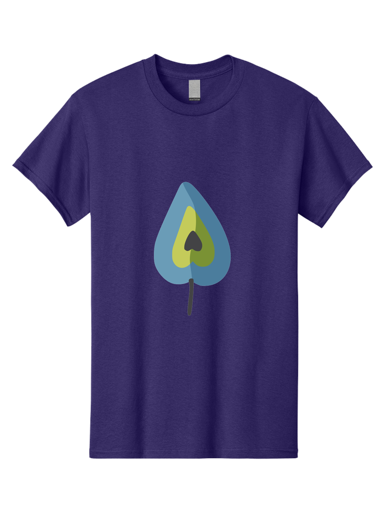 Avocado-1 Men'S Graphic Tee, 100% Cotton, Comfortable Casual Summer Wear, Machine Washable, Stylized Leaf, Blue And Yellow Design, Heart-Shaped Center, Black Stem, Abstract Art, Modern Illustration, Symbolic Leaf, Minimalist Graphic Aad668
