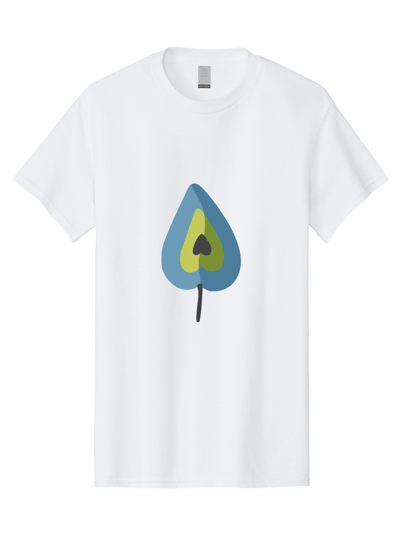 Avocado-1 Men'S Graphic Tee, 100% Cotton, Comfortable Casual Summer Wear, Machine Washable, Stylized Leaf, Blue And Yellow Design, Heart-Shaped Center, Black Stem, Abstract Art, Modern Illustration, Symbolic Leaf, Minimalist Graphic Aad668