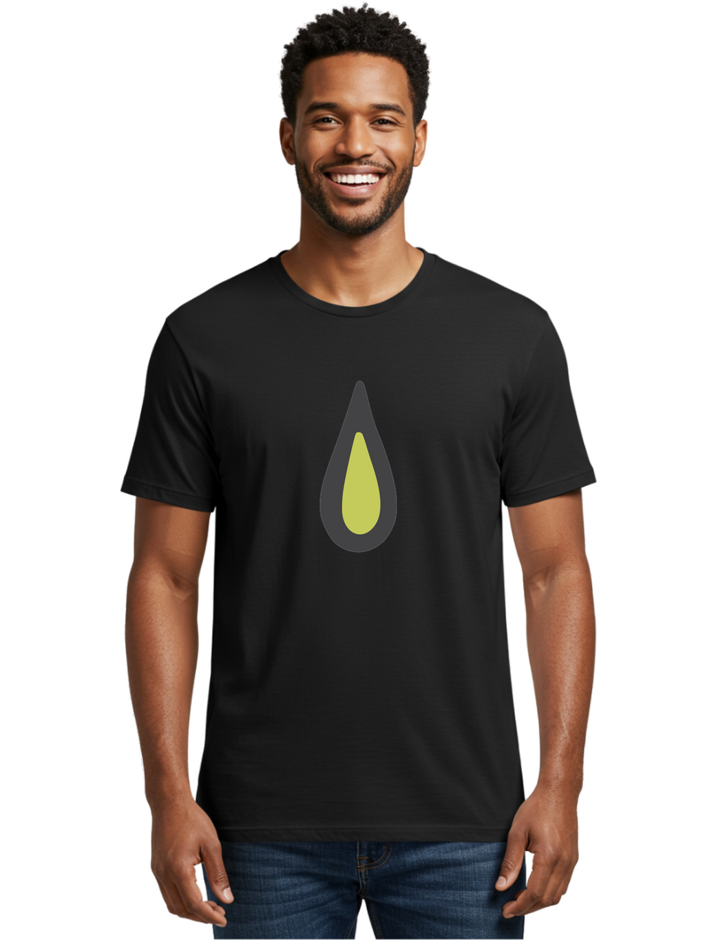 Avocado-2 Men'S Graphic Tee, 100% Cotton, Comfortable Casual Summer Wear, Machine Washable, Avocado Illustration, Simple Design, Minimalist Art, Yellow And Black Colors, Fruit Icon, Healthy Food Symbol, Green Background Ignored, Aad669