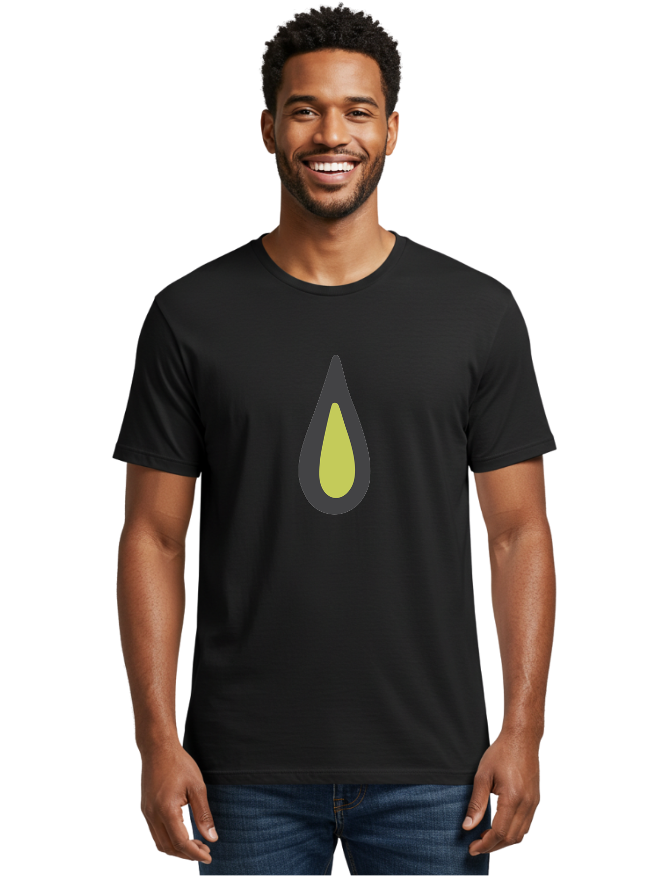 Avocado-2 Men'S Graphic Tee, 100% Cotton, Comfortable Casual Summer Wear, Machine Washable, Avocado Illustration, Simple Design, Minimalist Art, Yellow And Black Colors, Fruit Icon, Healthy Food Symbol, Green Background Ignored, Aad669