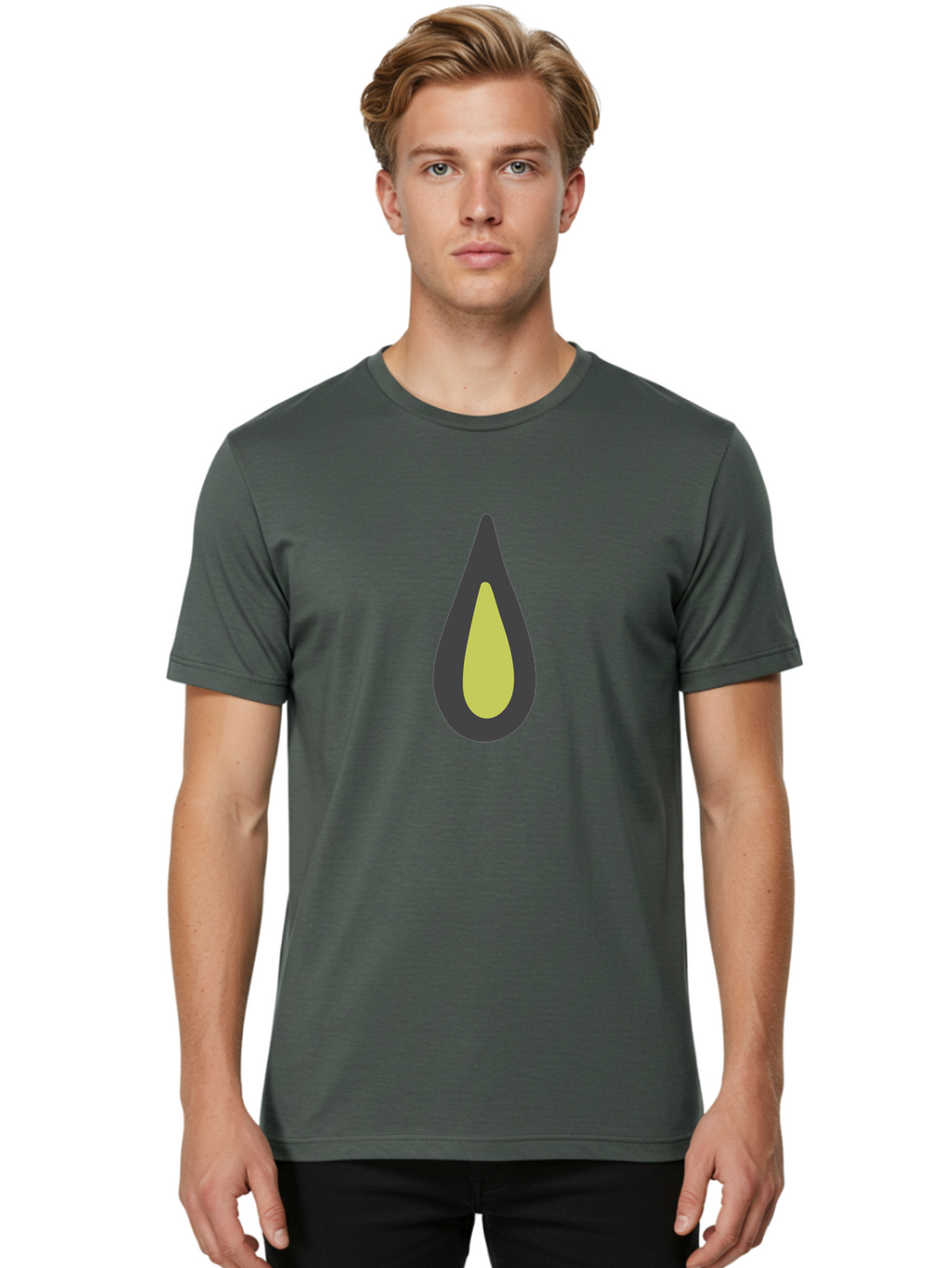 Avocado-2 Men'S Graphic Tee, 100% Cotton, Comfortable Casual Summer Wear, Machine Washable, Avocado Illustration, Simple Design, Minimalist Art, Yellow And Black Colors, Fruit Icon, Healthy Food Symbol, Green Background Ignored, Aad669
