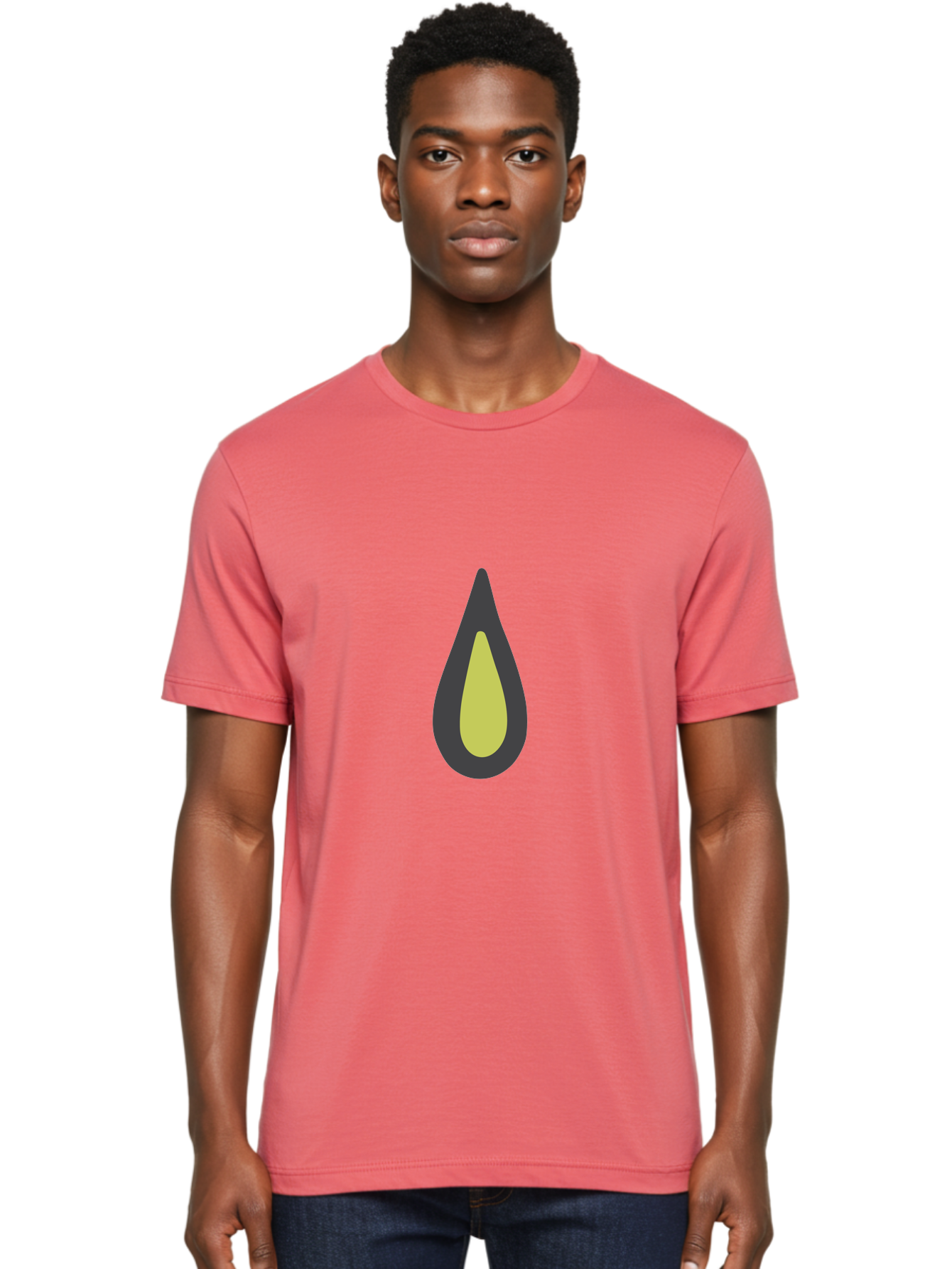 Avocado-2 Men'S Graphic Tee, 100% Cotton, Comfortable Casual Summer Wear, Machine Washable, Avocado Illustration, Simple Design, Minimalist Art, Yellow And Black Colors, Fruit Icon, Healthy Food Symbol, Green Background Ignored, Aad669