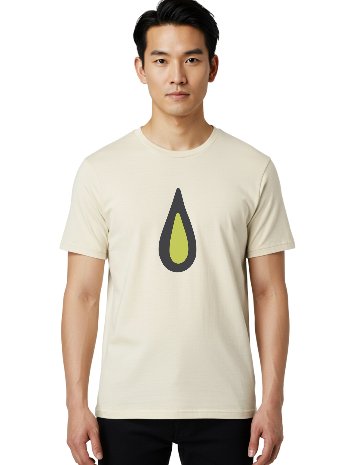 Avocado-2 Men'S Graphic Tee, 100% Cotton, Comfortable Casual Summer Wear, Machine Washable, Avocado Illustration, Simple Design, Minimalist Art, Yellow And Black Colors, Fruit Icon, Healthy Food Symbol, Green Background Ignored, Aad669