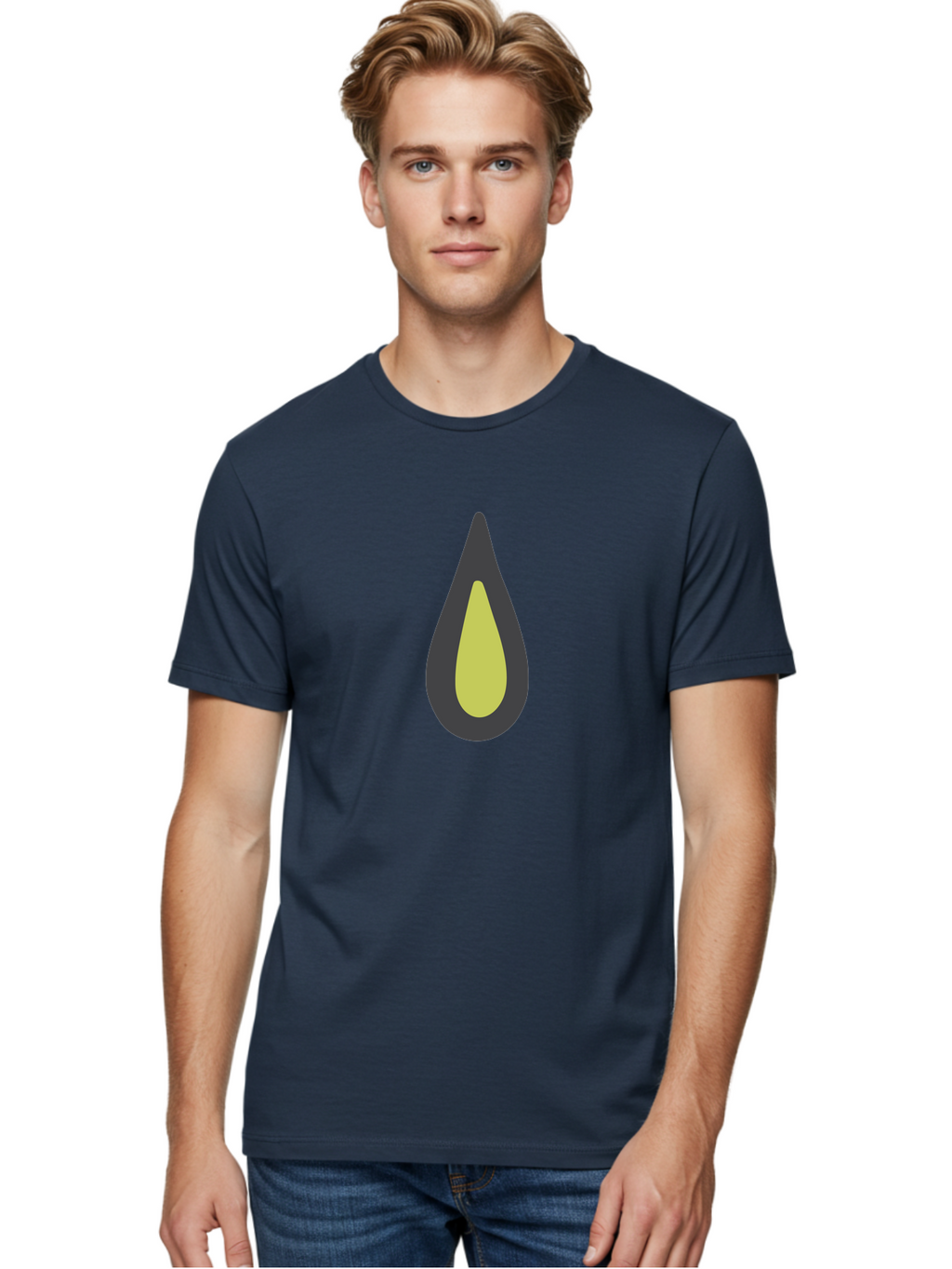 Avocado-2 Men'S Graphic Tee, 100% Cotton, Comfortable Casual Summer Wear, Machine Washable, Avocado Illustration, Simple Design, Minimalist Art, Yellow And Black Colors, Fruit Icon, Healthy Food Symbol, Green Background Ignored, Aad669