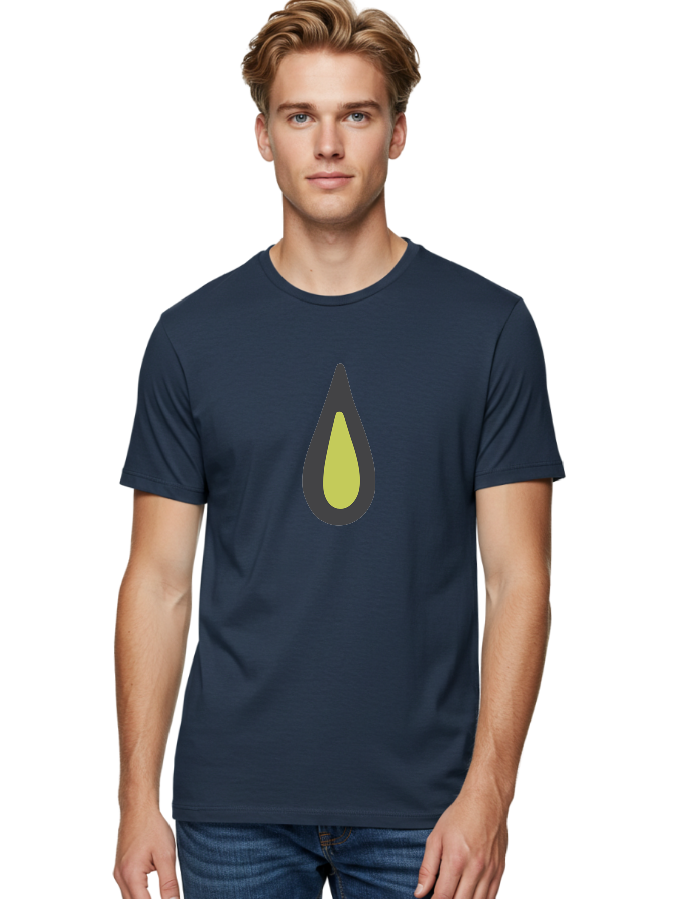 Avocado-2 Men'S Graphic Tee, 100% Cotton, Comfortable Casual Summer Wear, Machine Washable, Avocado Illustration, Simple Design, Minimalist Art, Yellow And Black Colors, Fruit Icon, Healthy Food Symbol, Green Background Ignored, Aad669