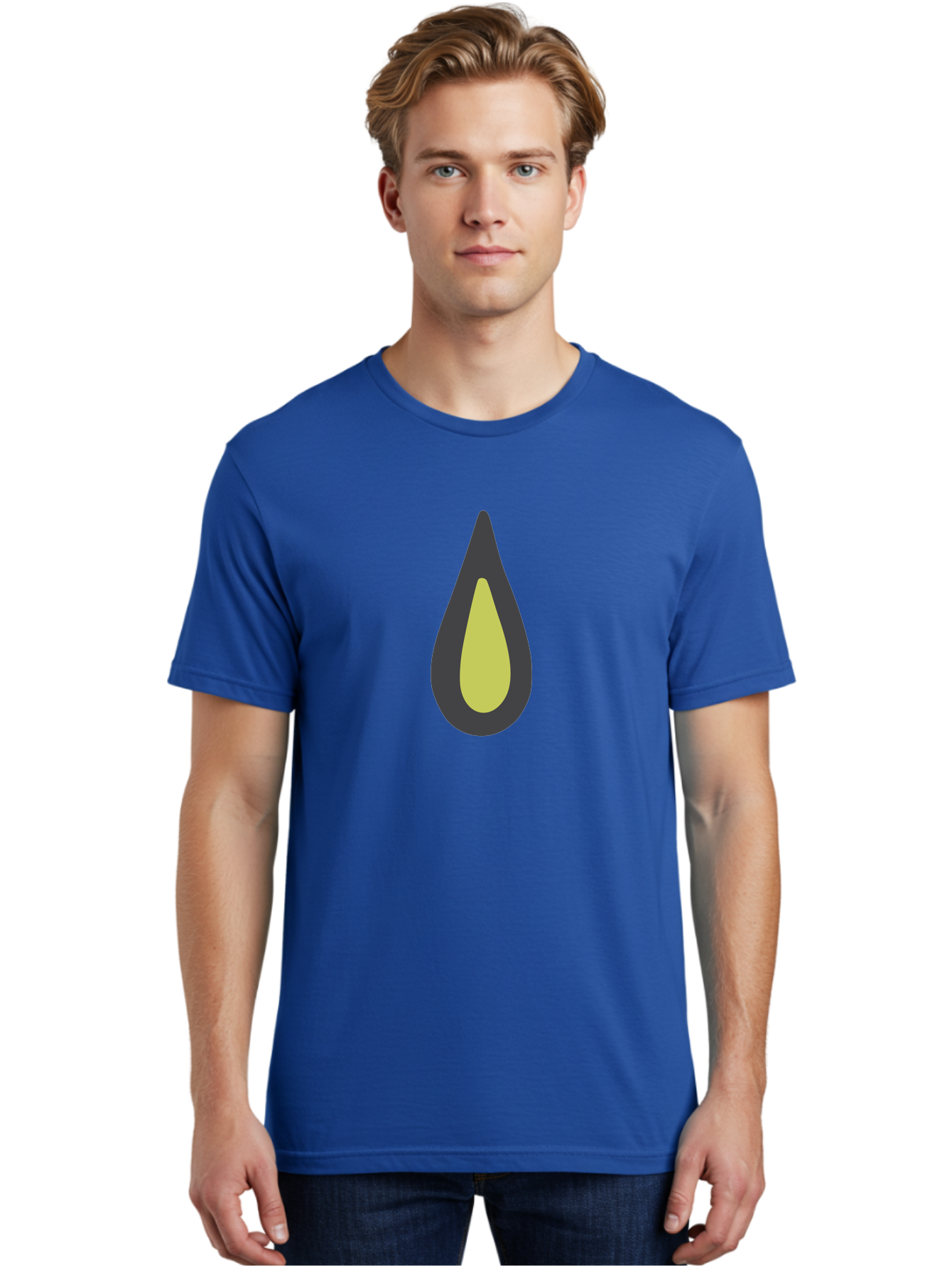 Avocado-2 Men'S Graphic Tee, 100% Cotton, Comfortable Casual Summer Wear, Machine Washable, Avocado Illustration, Simple Design, Minimalist Art, Yellow And Black Colors, Fruit Icon, Healthy Food Symbol, Green Background Ignored, Aad669