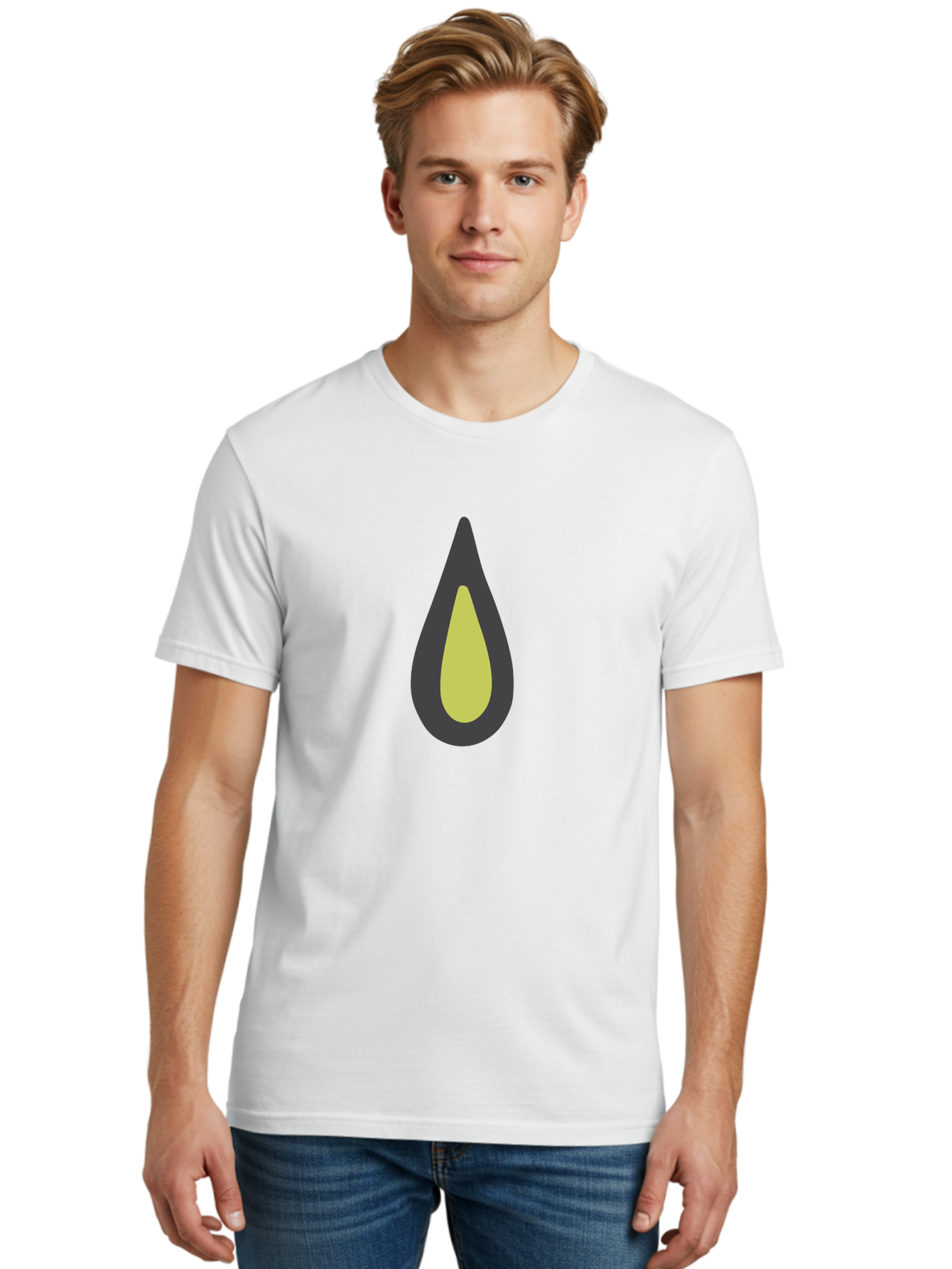 Avocado-2 Men'S Graphic Tee, 100% Cotton, Comfortable Casual Summer Wear, Machine Washable, Avocado Illustration, Simple Design, Minimalist Art, Yellow And Black Colors, Fruit Icon, Healthy Food Symbol, Green Background Ignored, Aad669