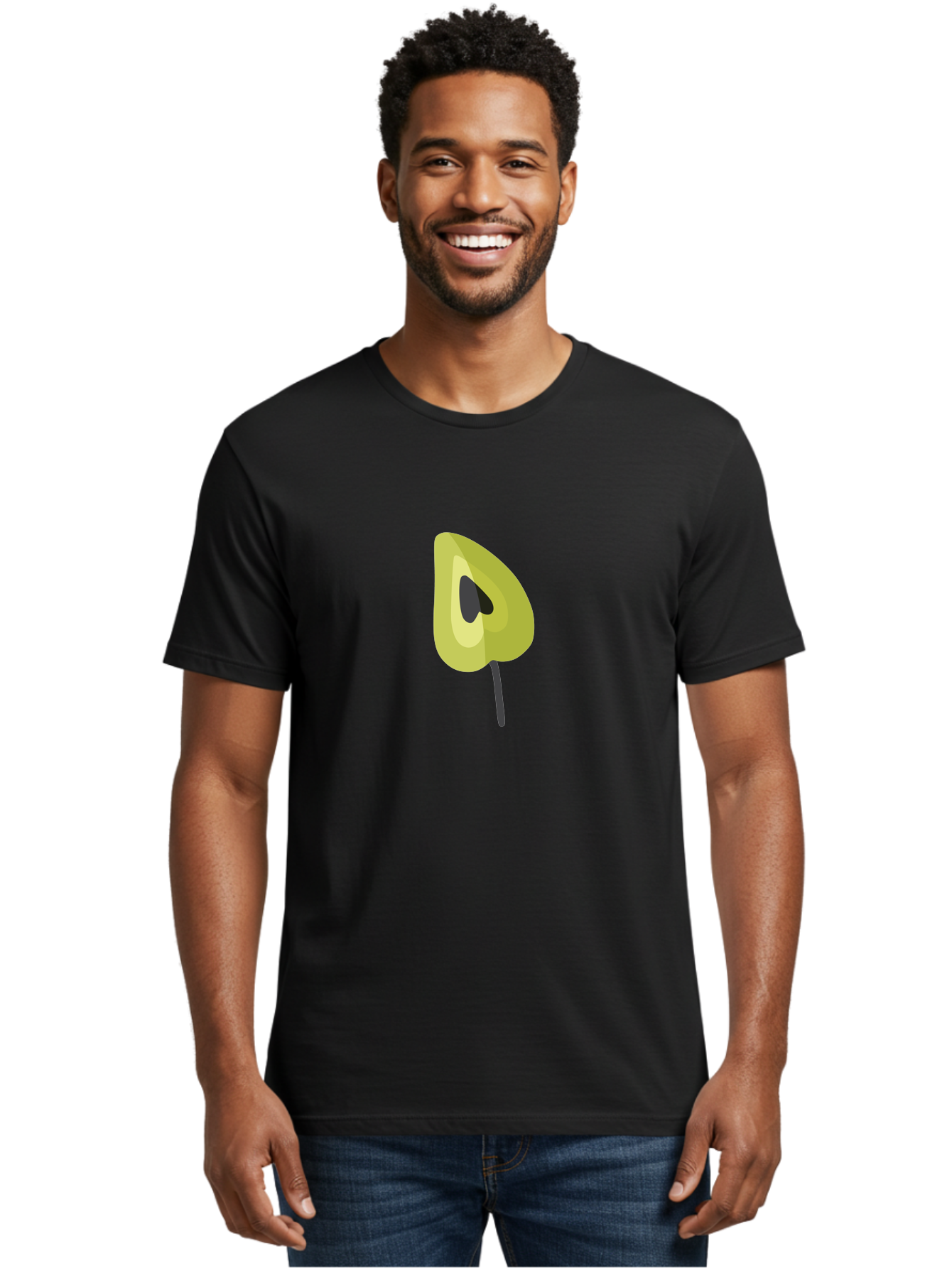 Avocado-Half Men'S Graphic Tee, 100% Cotton, Comfortable Casual Summer Wear, Machine Washable, Avocado Illustration, Halved Avocado, Heart Shape Pit, Simple Design, Minimalist Art, Food Graphic, Healthy Eating, Nutrition Symbol Aad670