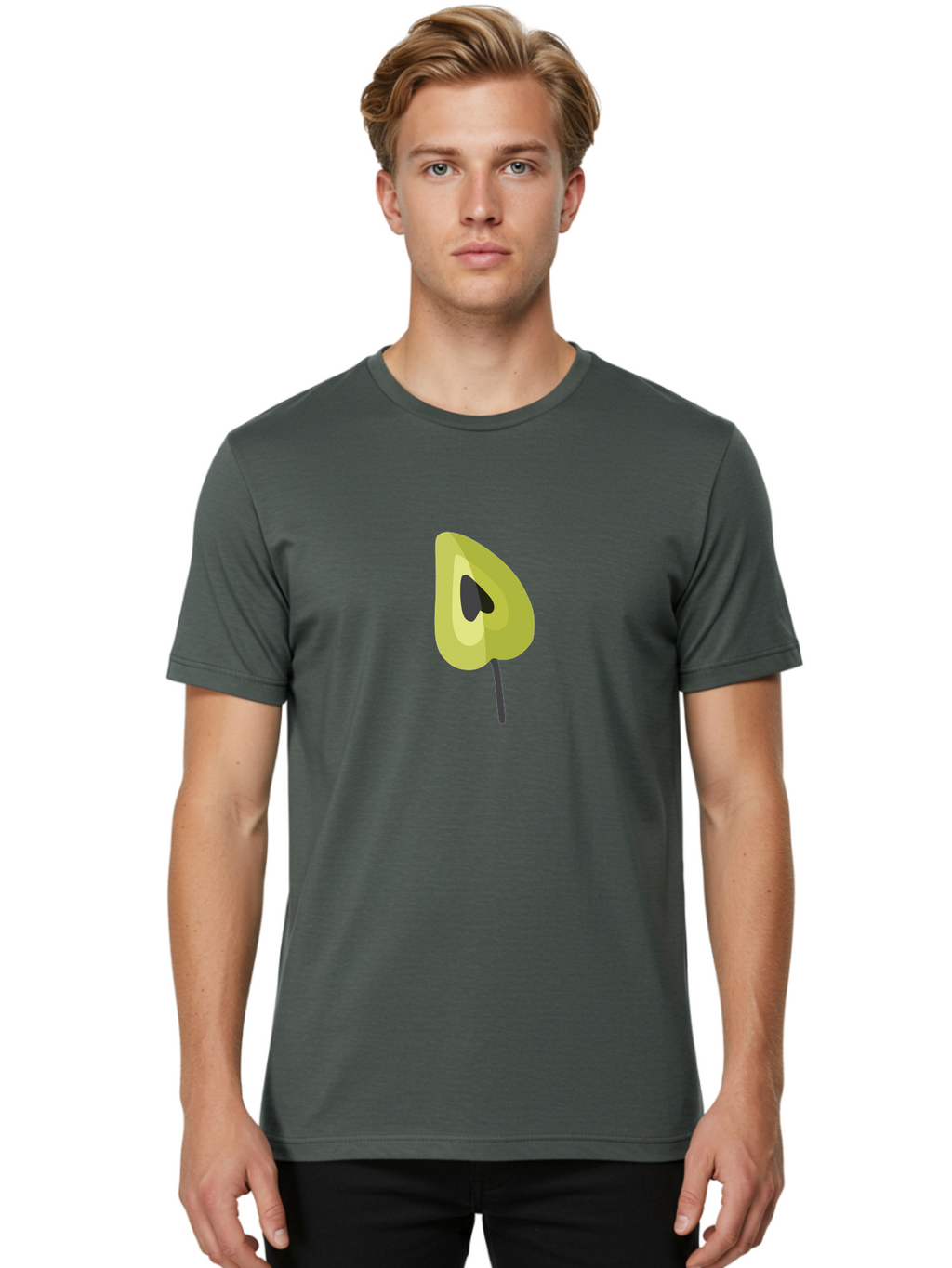 Avocado-Half Men'S Graphic Tee, 100% Cotton, Comfortable Casual Summer Wear, Machine Washable, Avocado Illustration, Halved Avocado, Heart Shape Pit, Simple Design, Minimalist Art, Food Graphic, Healthy Eating, Nutrition Symbol Aad670