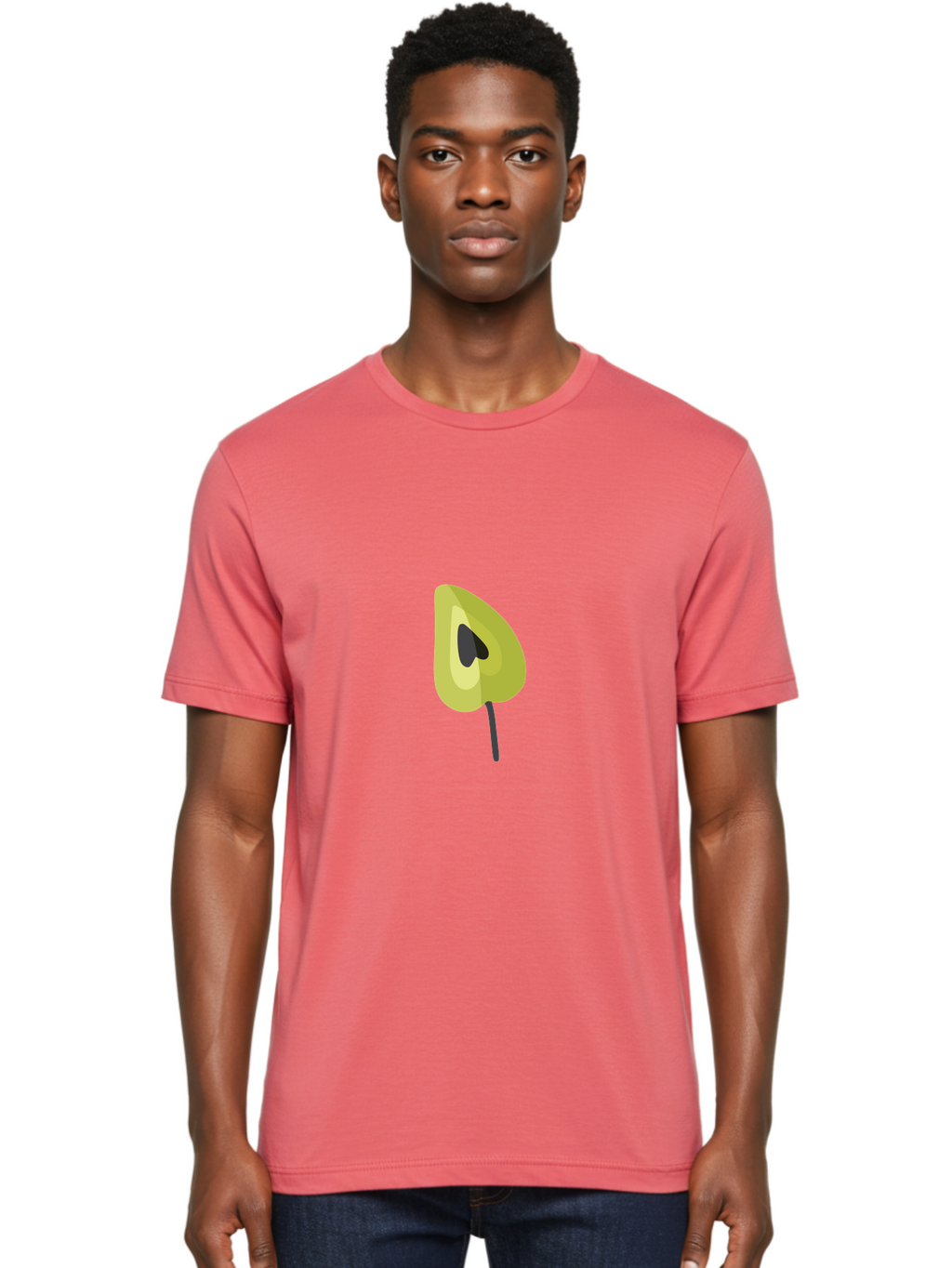 Avocado-Half Men'S Graphic Tee, 100% Cotton, Comfortable Casual Summer Wear, Machine Washable, Avocado Illustration, Halved Avocado, Heart Shape Pit, Simple Design, Minimalist Art, Food Graphic, Healthy Eating, Nutrition Symbol Aad670