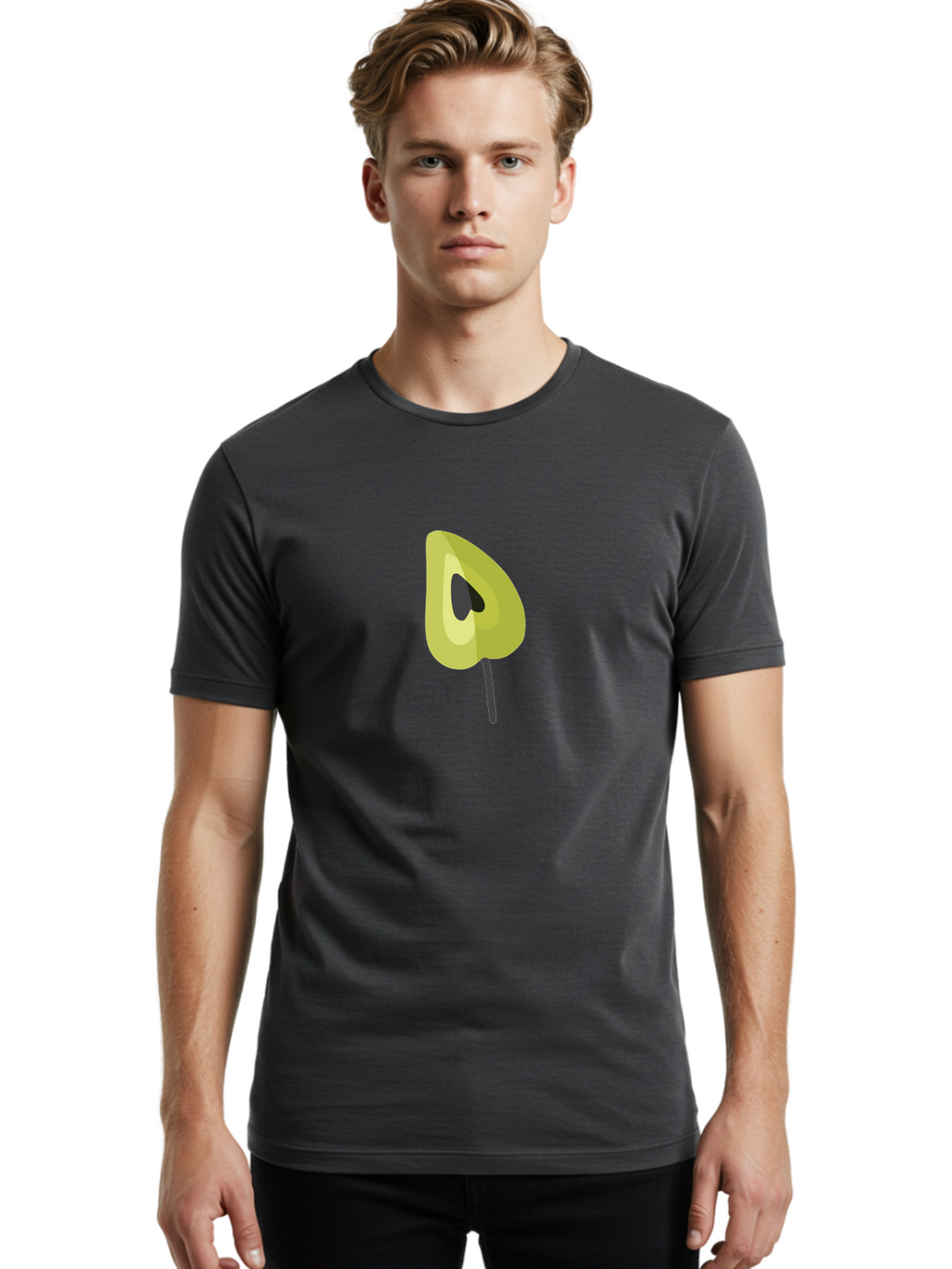 Avocado-Half Men'S Graphic Tee, 100% Cotton, Comfortable Casual Summer Wear, Machine Washable, Avocado Illustration, Halved Avocado, Heart Shape Pit, Simple Design, Minimalist Art, Food Graphic, Healthy Eating, Nutrition Symbol Aad670