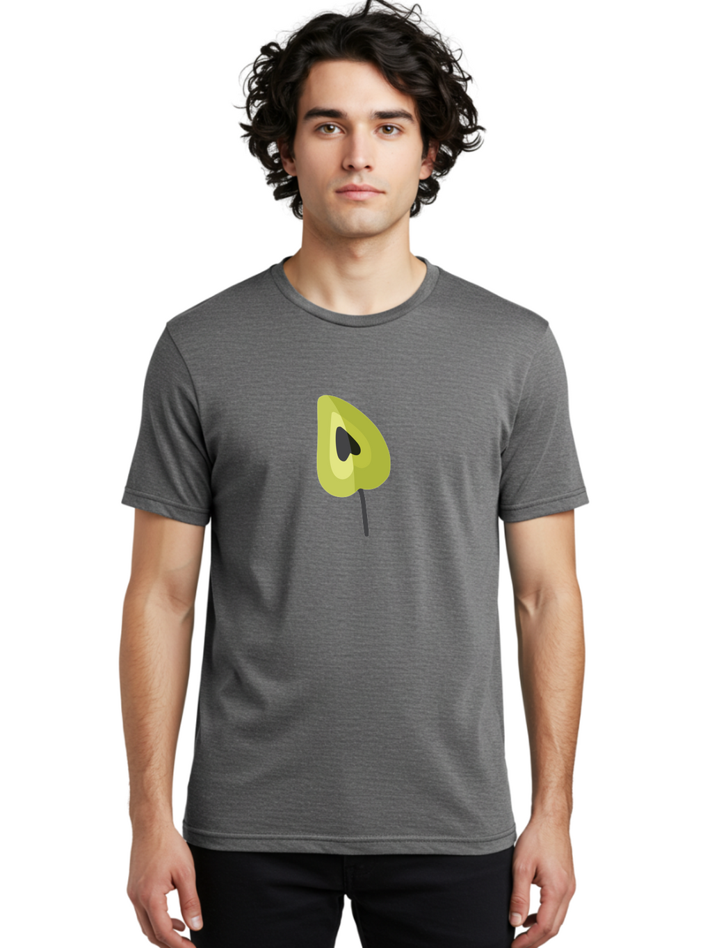 Avocado-Half Men'S Graphic Tee, 100% Cotton, Comfortable Casual Summer Wear, Machine Washable, Avocado Illustration, Halved Avocado, Heart Shape Pit, Simple Design, Minimalist Art, Food Graphic, Healthy Eating, Nutrition Symbol Aad670